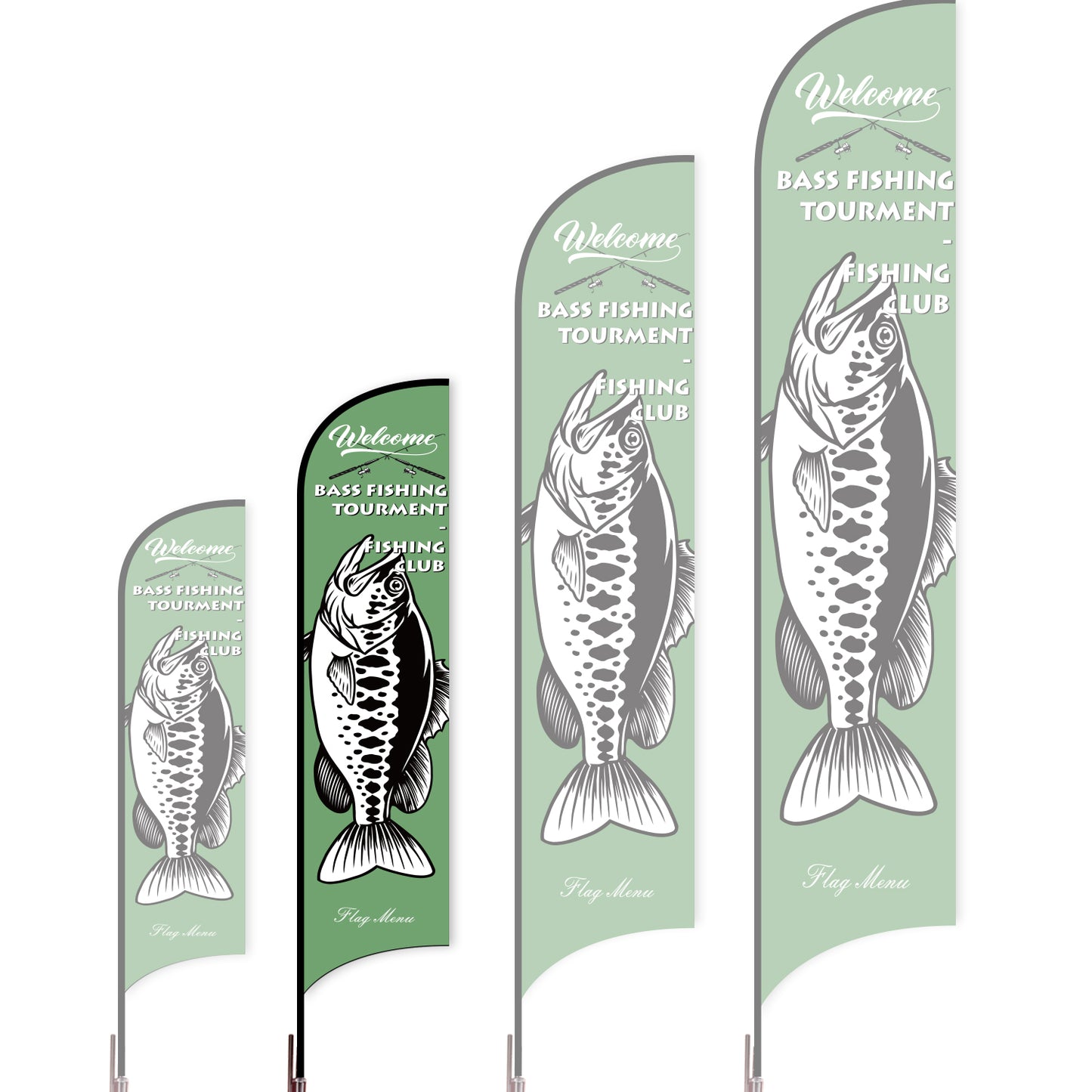 Sharkfin Flag - Doule Sided - Fishing-M-Green B-Flag Menu