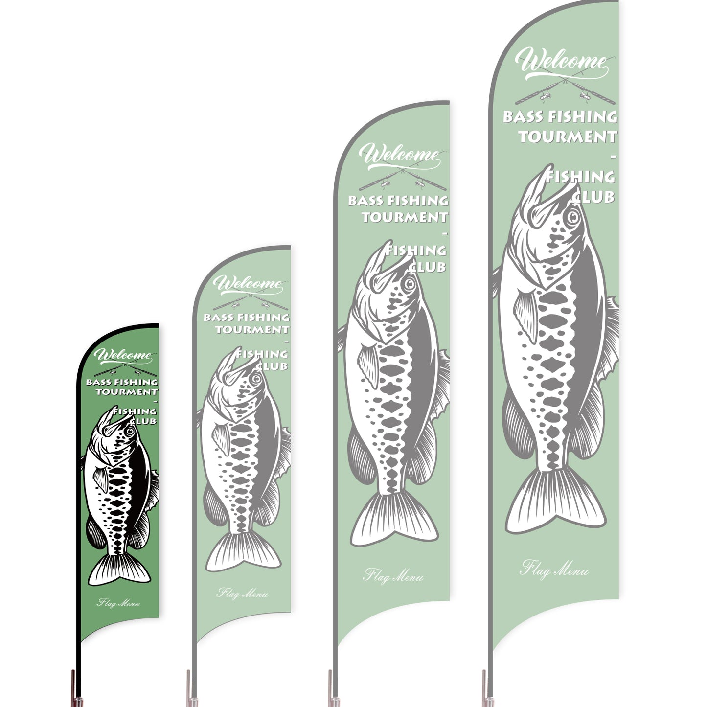 Sharkfin Flag - Doule Sided - Fishing-S-Green B-Flag Menu