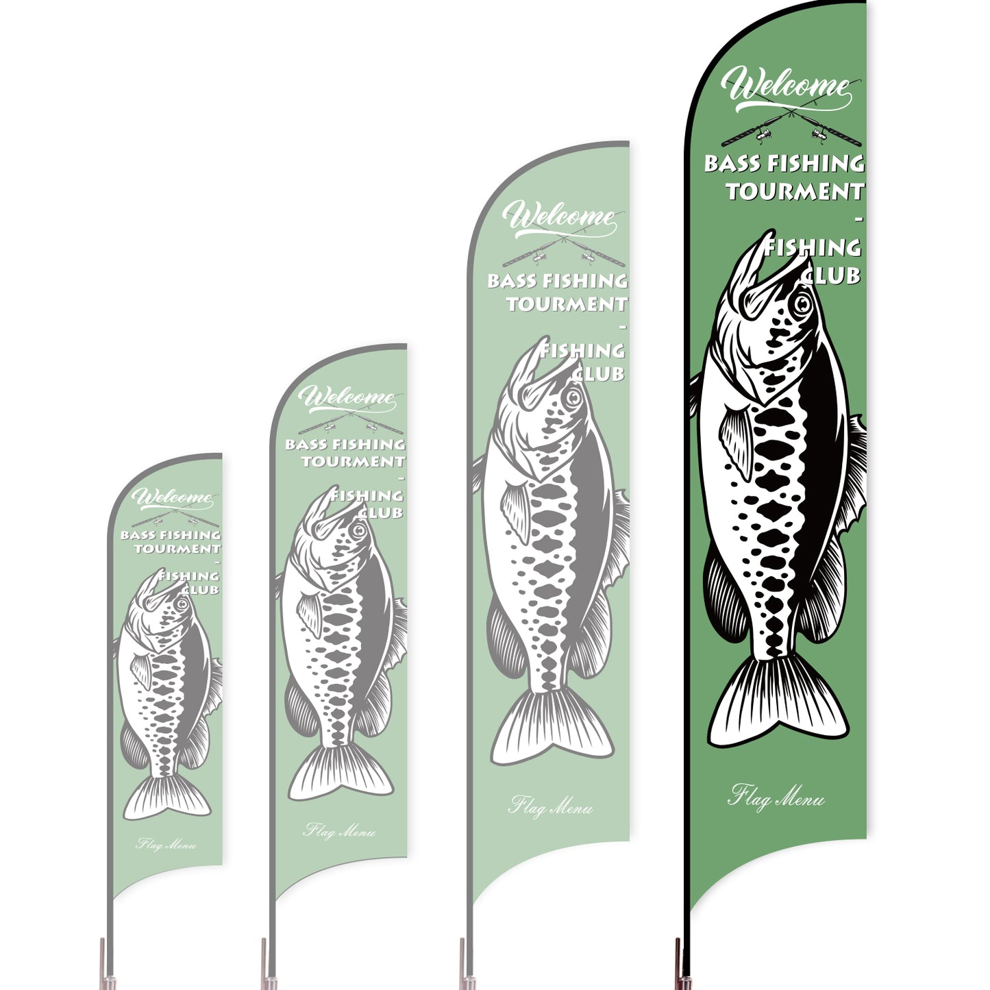 Sharkfin Flag - Doule Sided - Fishing-XL-Green B-Flag Menu