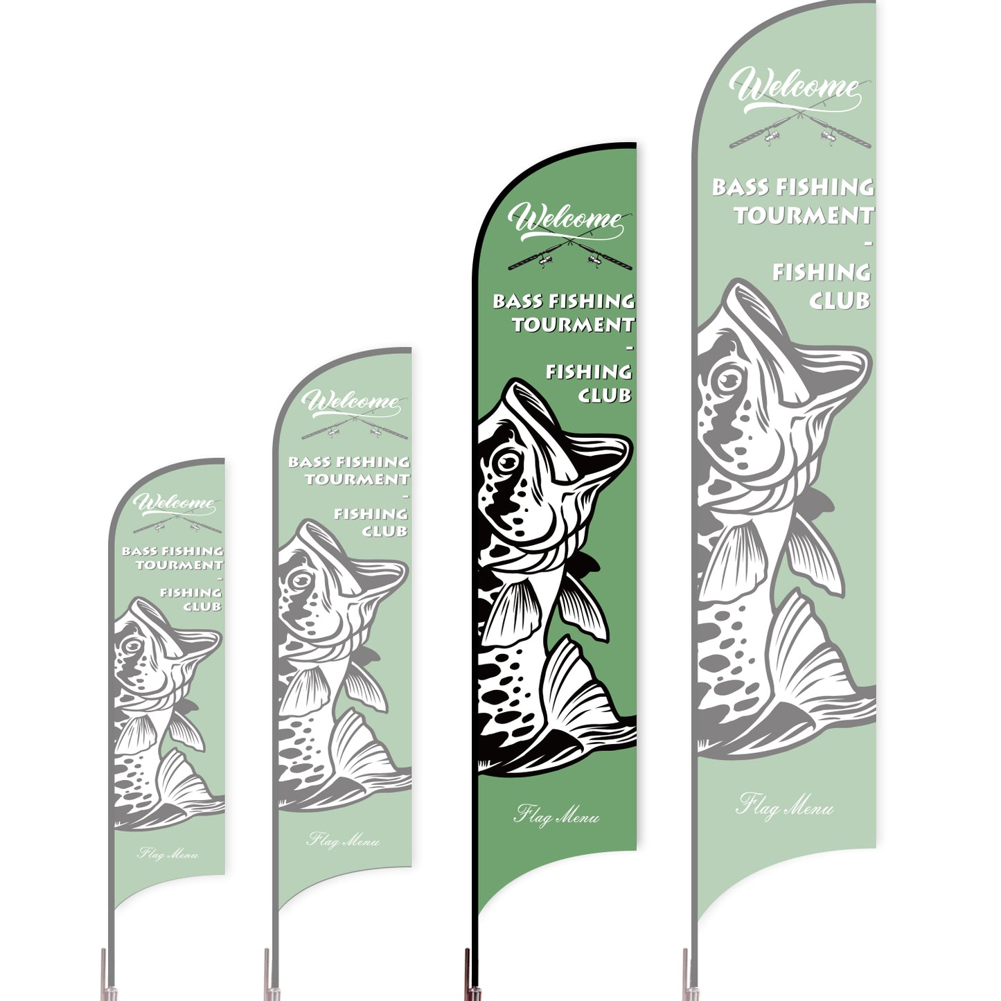 Sharkfin Flag - Doule Sided - Fishing-L(Suggestion)-Green C-Flag Menu