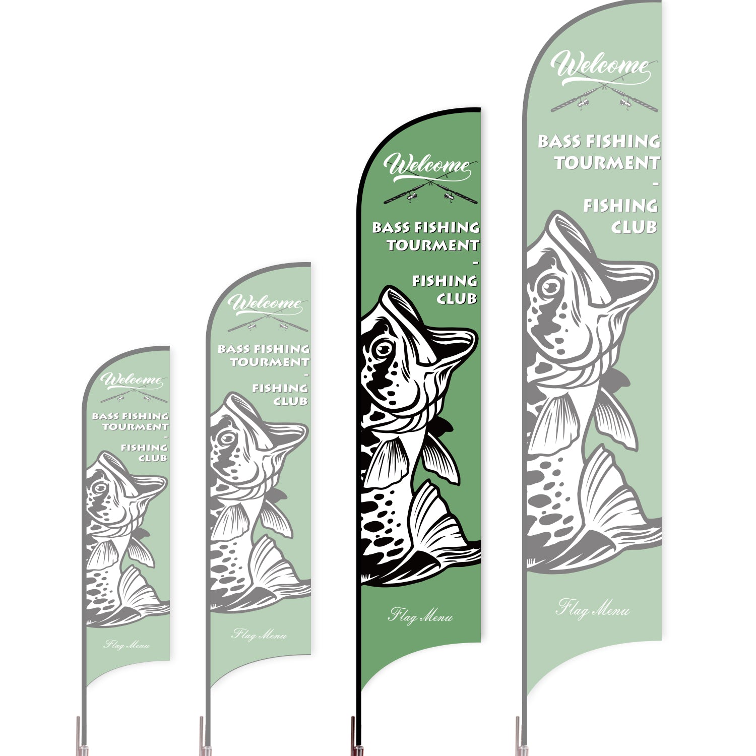 Sharkfin Flag - Doule Sided - Fishing-L(Suggestion)-Green C-Flag Menu