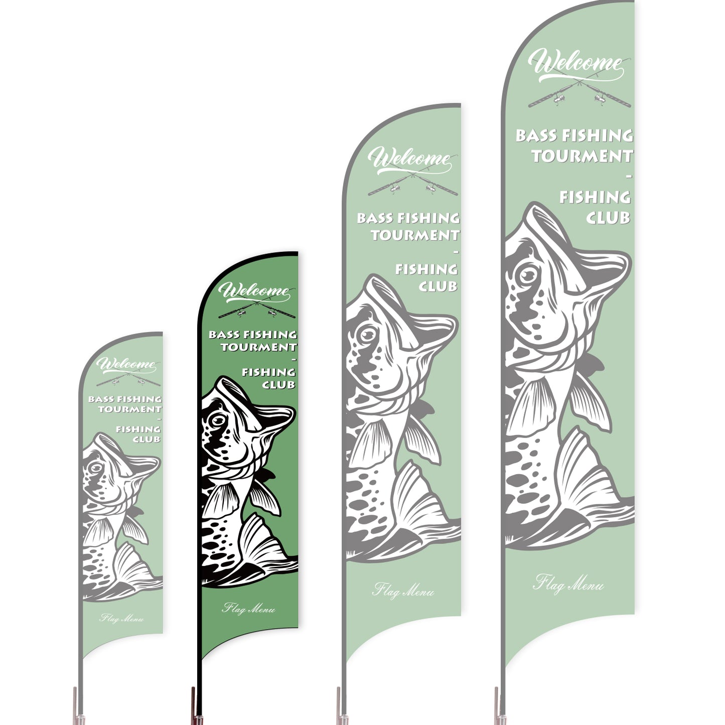 Sharkfin Flag - Doule Sided - Fishing-M-Green C-Flag Menu