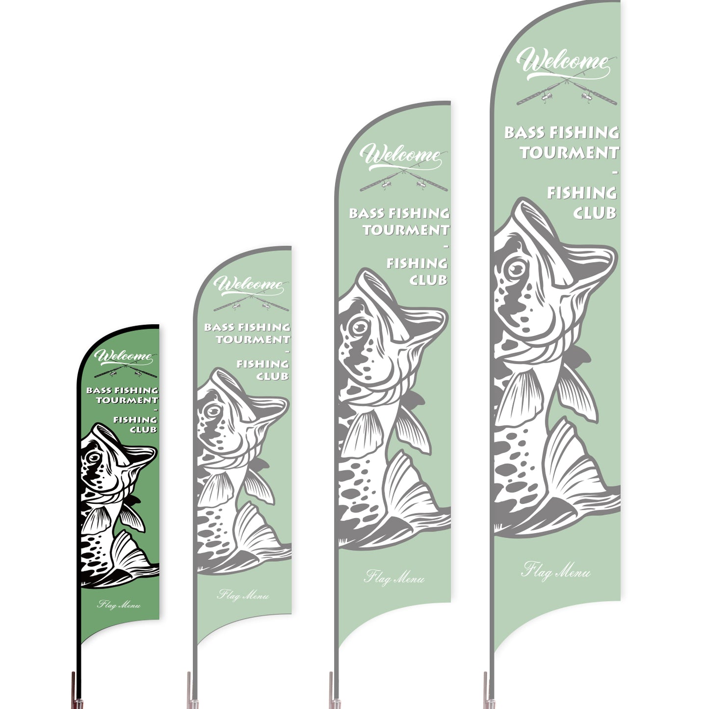 Sharkfin Flag - Doule Sided - Fishing-S-Green C-Flag Menu