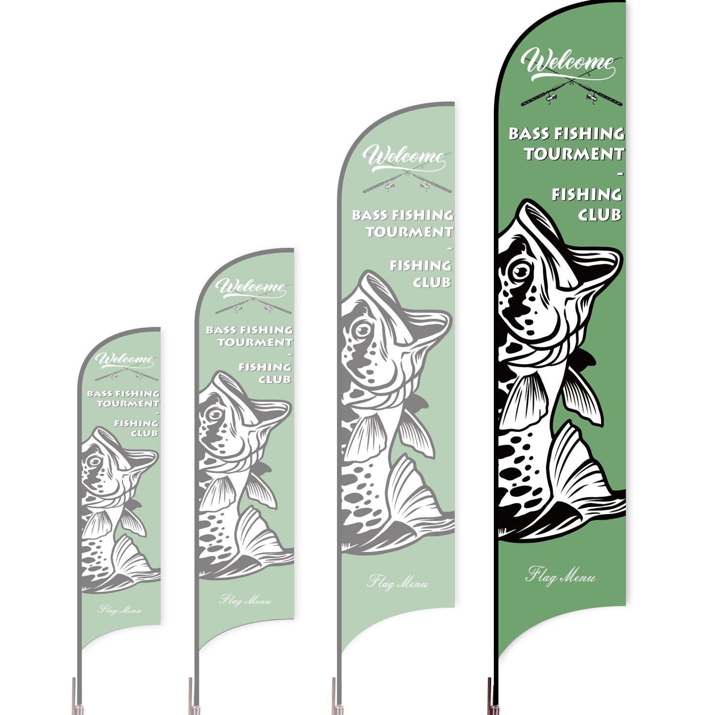 Sharkfin Flag - Doule Sided - Fishing-XL-Green C-Flag Menu