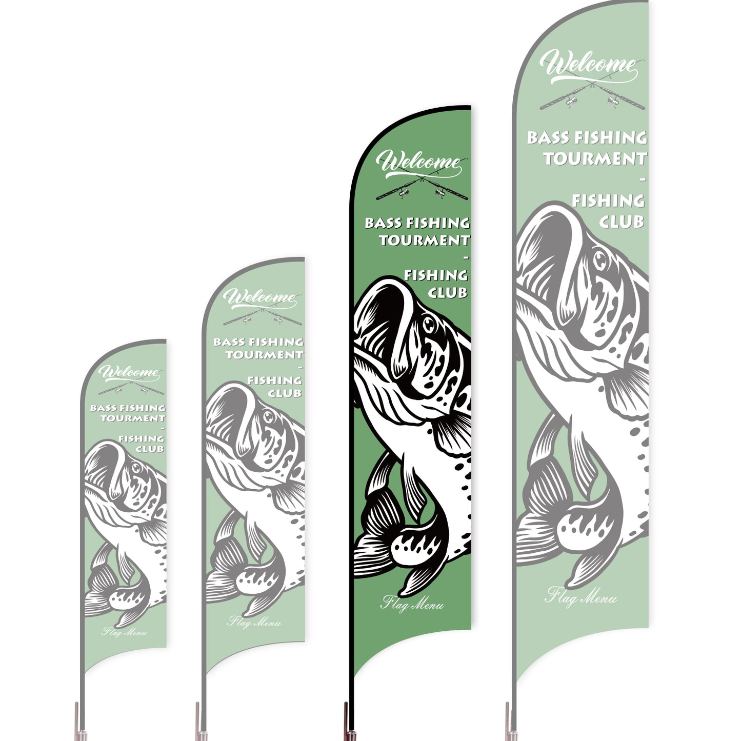 Sharkfin Flag - Doule Sided - Fishing-L(Suggestion)-Green D-Flag Menu