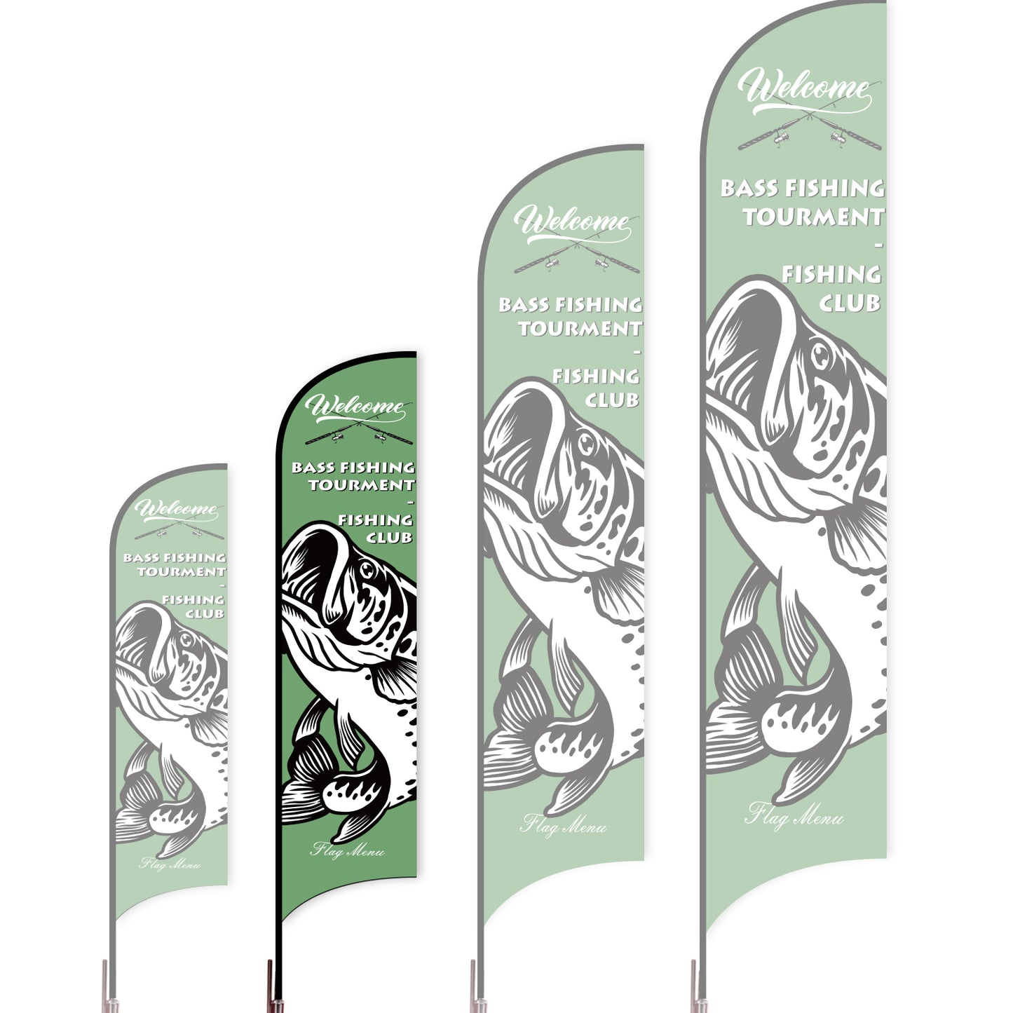 Sharkfin Flag - Doule Sided - Fishing-M-Green D-Flag Menu