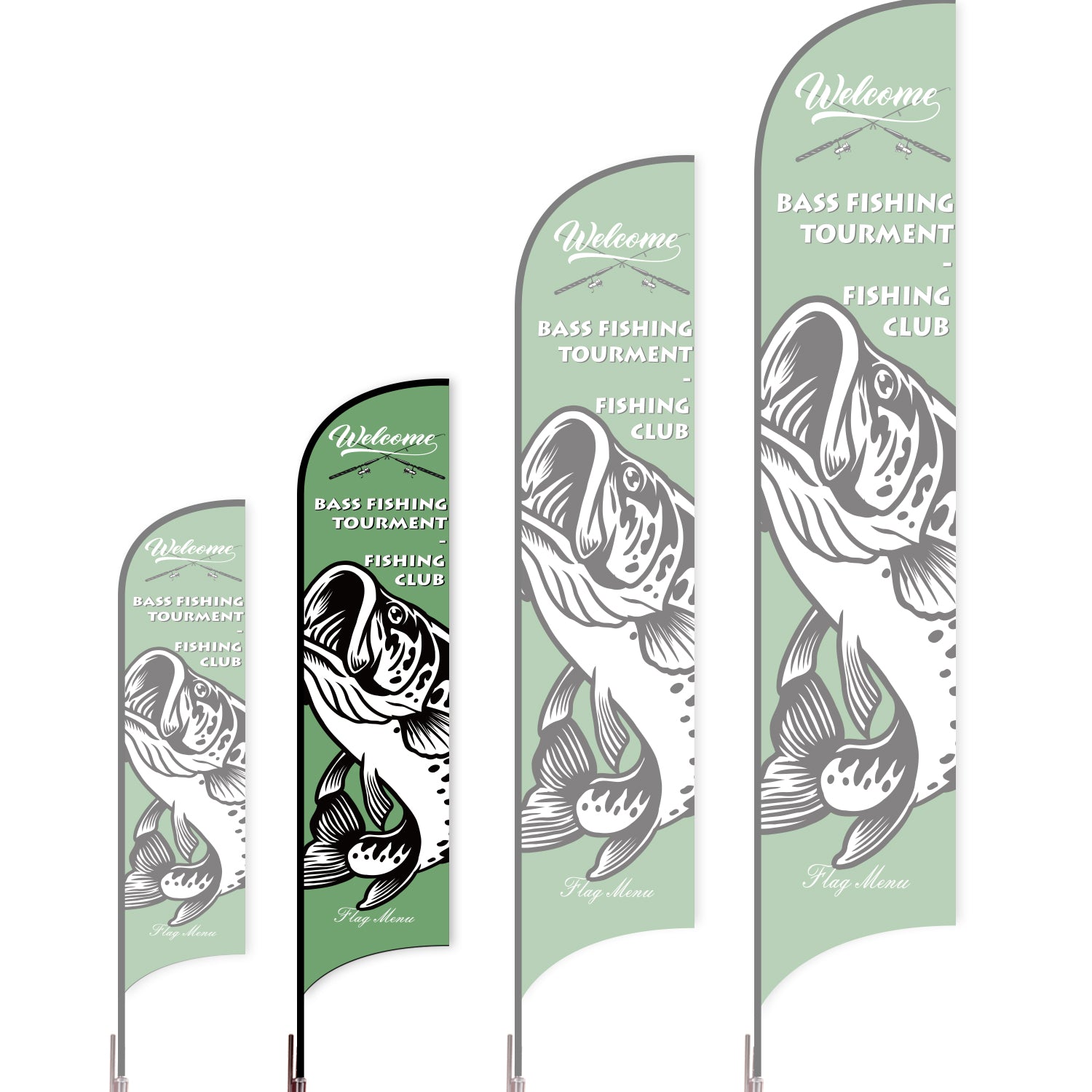 Sharkfin Flag - Doule Sided - Fishing-M-Green D-Flag Menu