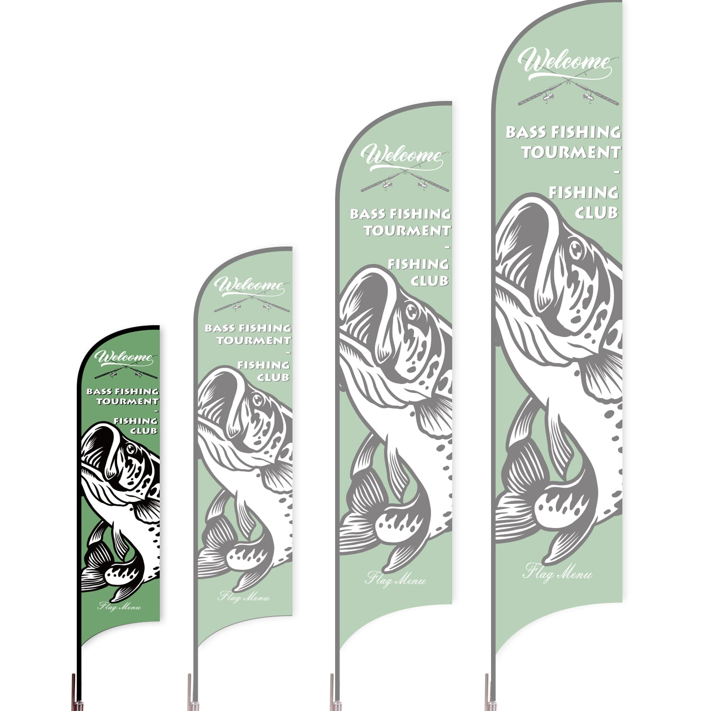 Sharkfin Flag - Doule Sided - Fishing-S-Green D-Flag Menu
