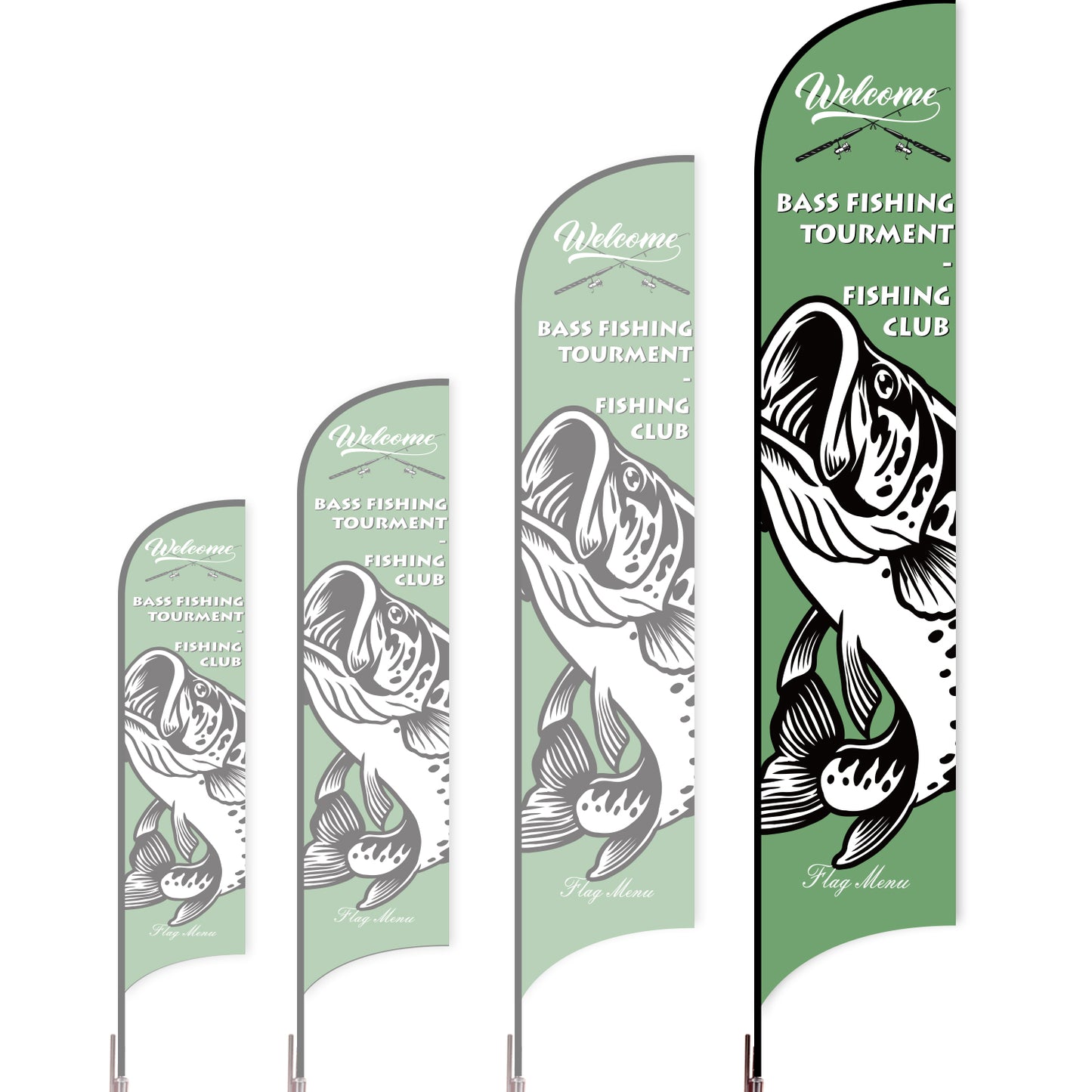 Sharkfin Flag - Doule Sided - Fishing-XL-Green D-Flag Menu