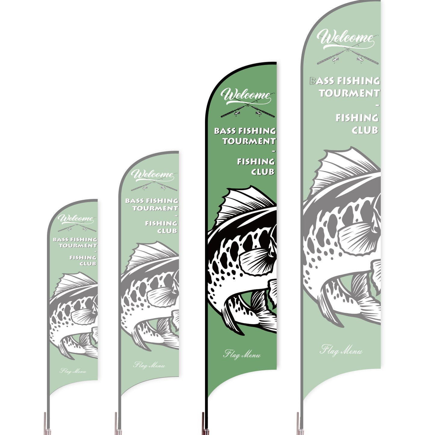 Sharkfin Flag - Doule Sided - Fishing-L(Suggestion)-Green E-Flag Menu