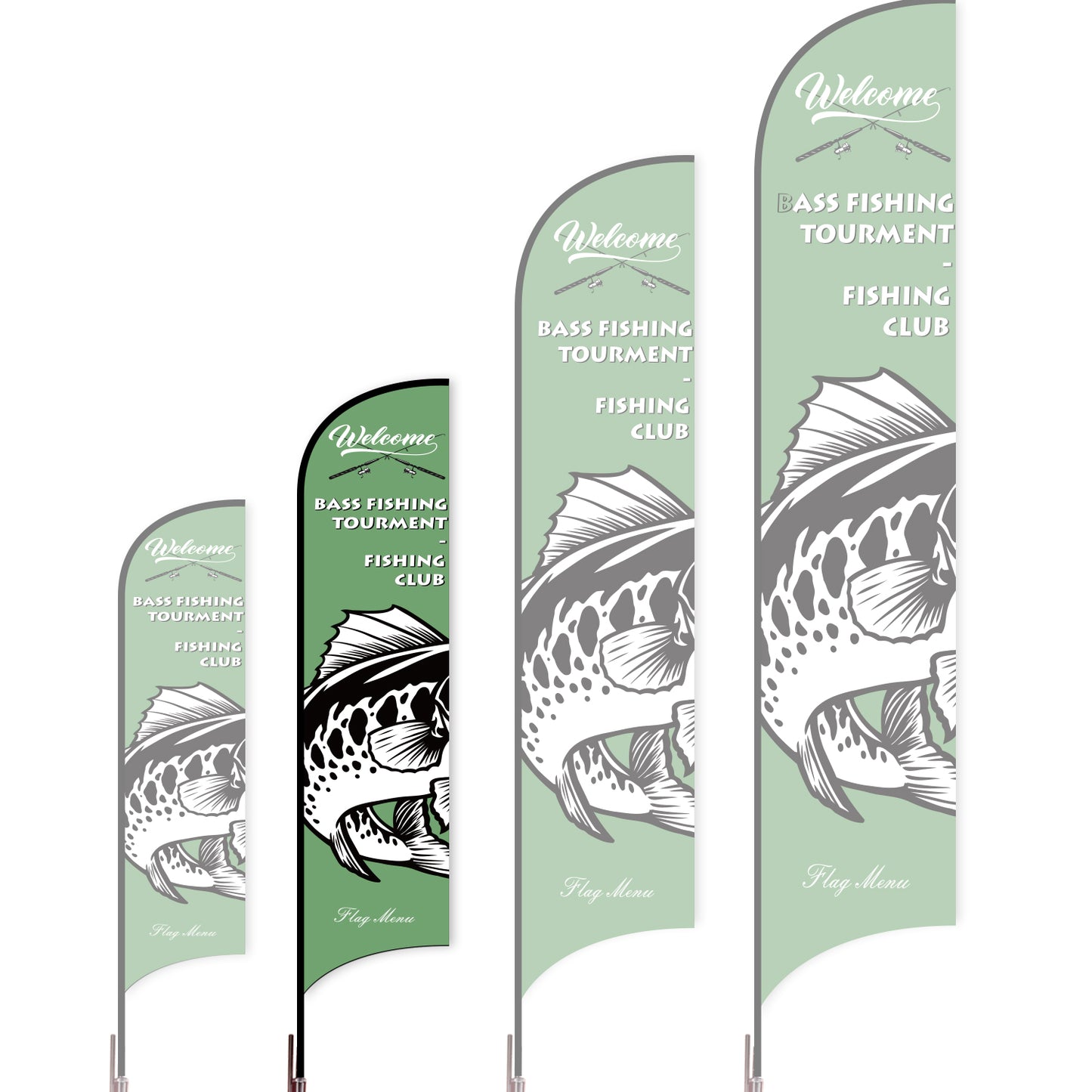 Sharkfin Flag - Doule Sided - Fishing-M-Green E-Flag Menu