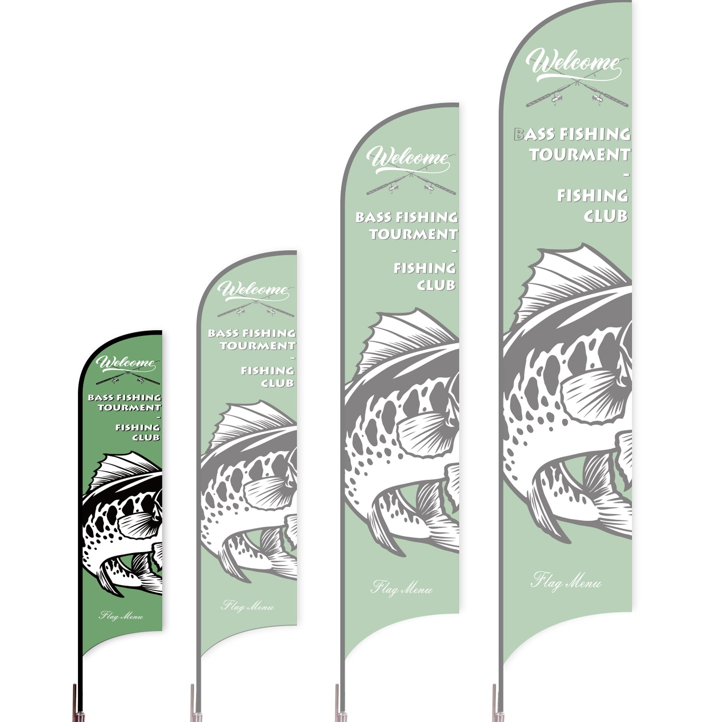 Sharkfin Flag - Doule Sided - Fishing-S-Green E-Flag Menu