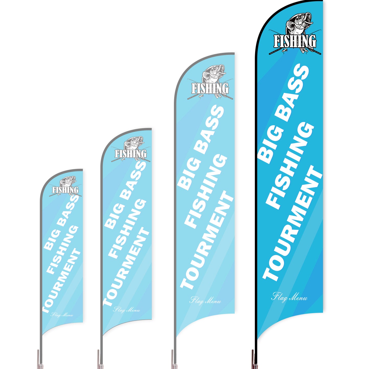 Sharkfin Flag - Doule Sided - Fishing-XL-Blue A-Flag Menu