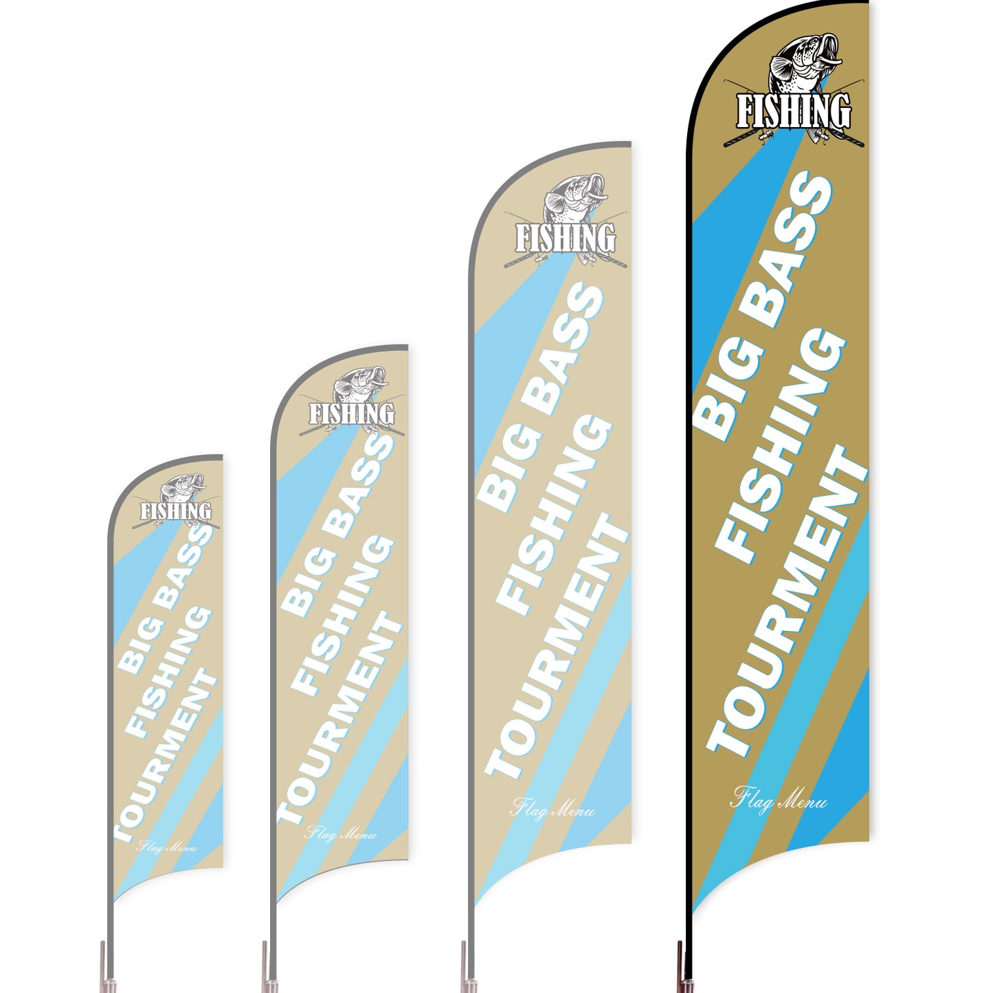 Sharkfin Flag - Doule Sided - Fishing-XL-Brown-Flag Menu