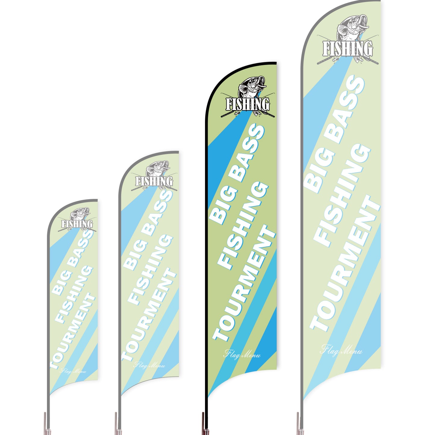 Sharkfin Flag - Doule Sided - Fishing-L(Suggestion)-Green A-Flag Menu