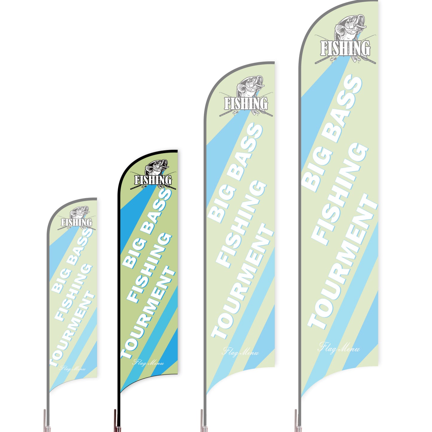 Sharkfin Flag - Doule Sided - Fishing-M-Green A-Flag Menu