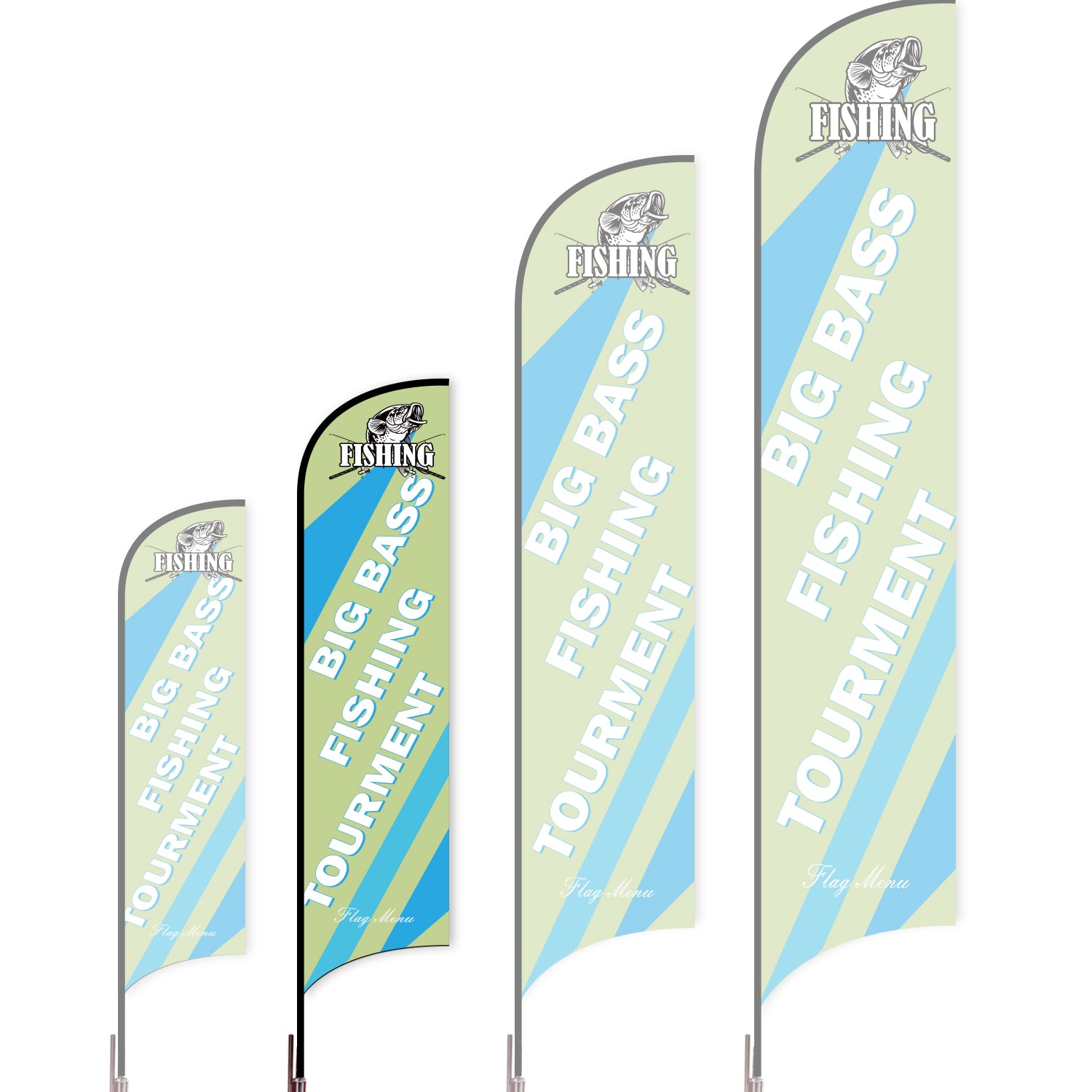 Sharkfin Flag - Doule Sided - Fishing-M-Green A-Flag Menu