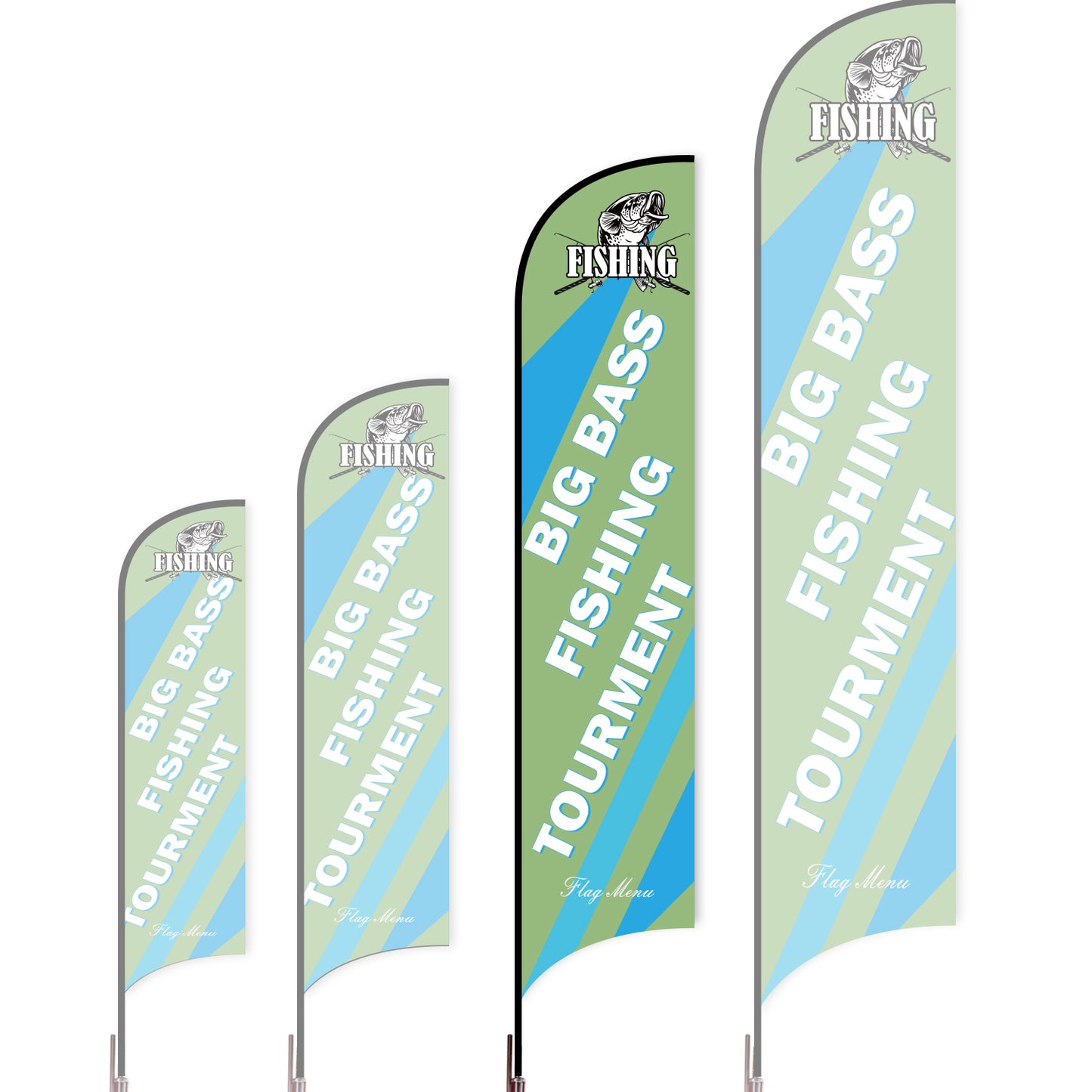Sharkfin Flag - Doule Sided - Fishing-L(Suggestion)-Green B-Flag Menu