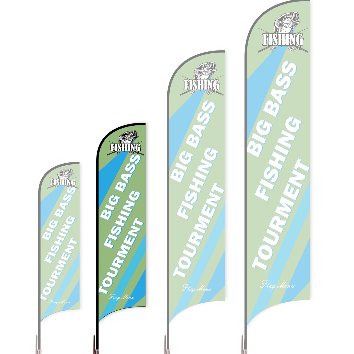 Sharkfin Flag - Doule Sided - Fishing-M-Green B-Flag Menu