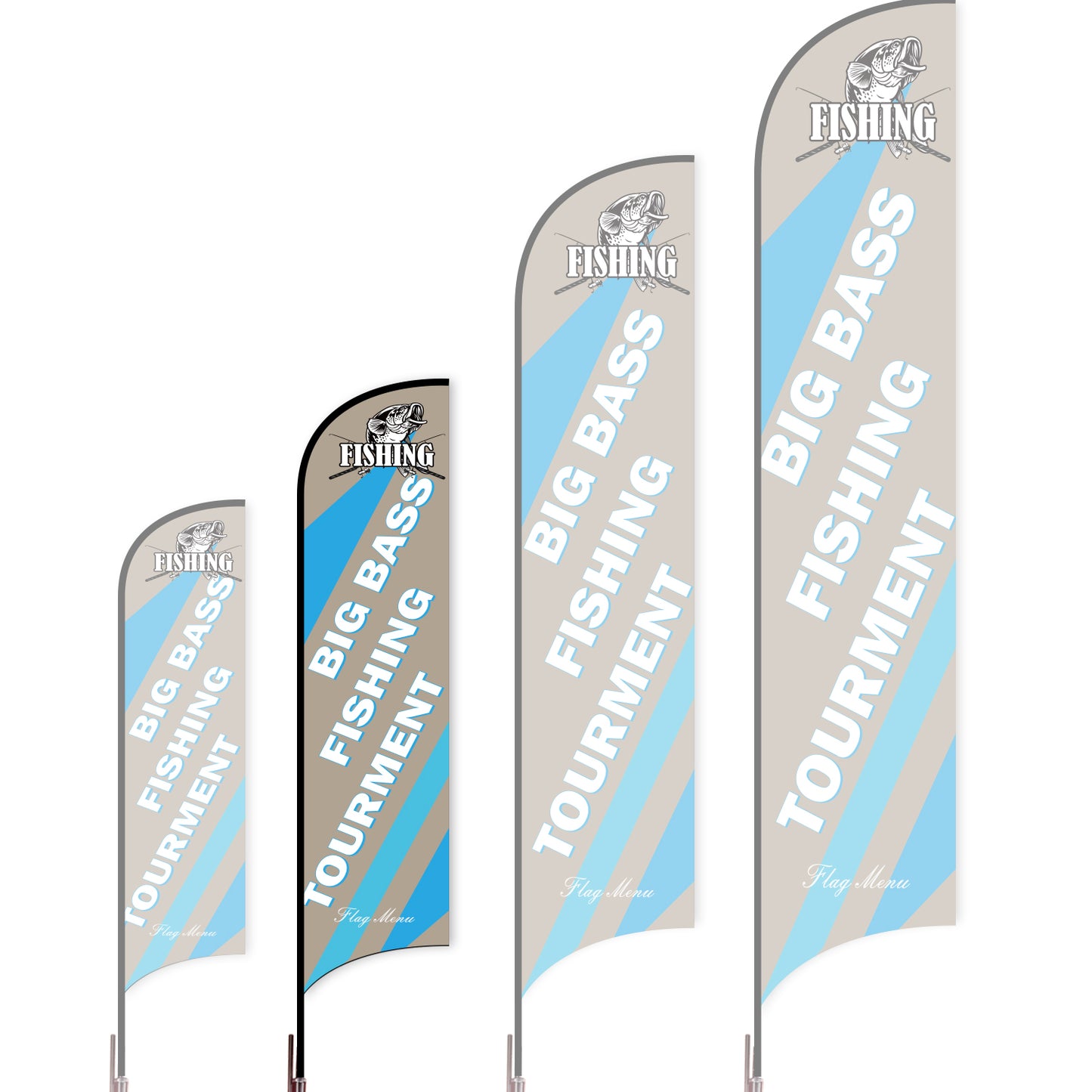 Sharkfin Flag - Doule Sided - Fishing-M-Grey-Flag Menu