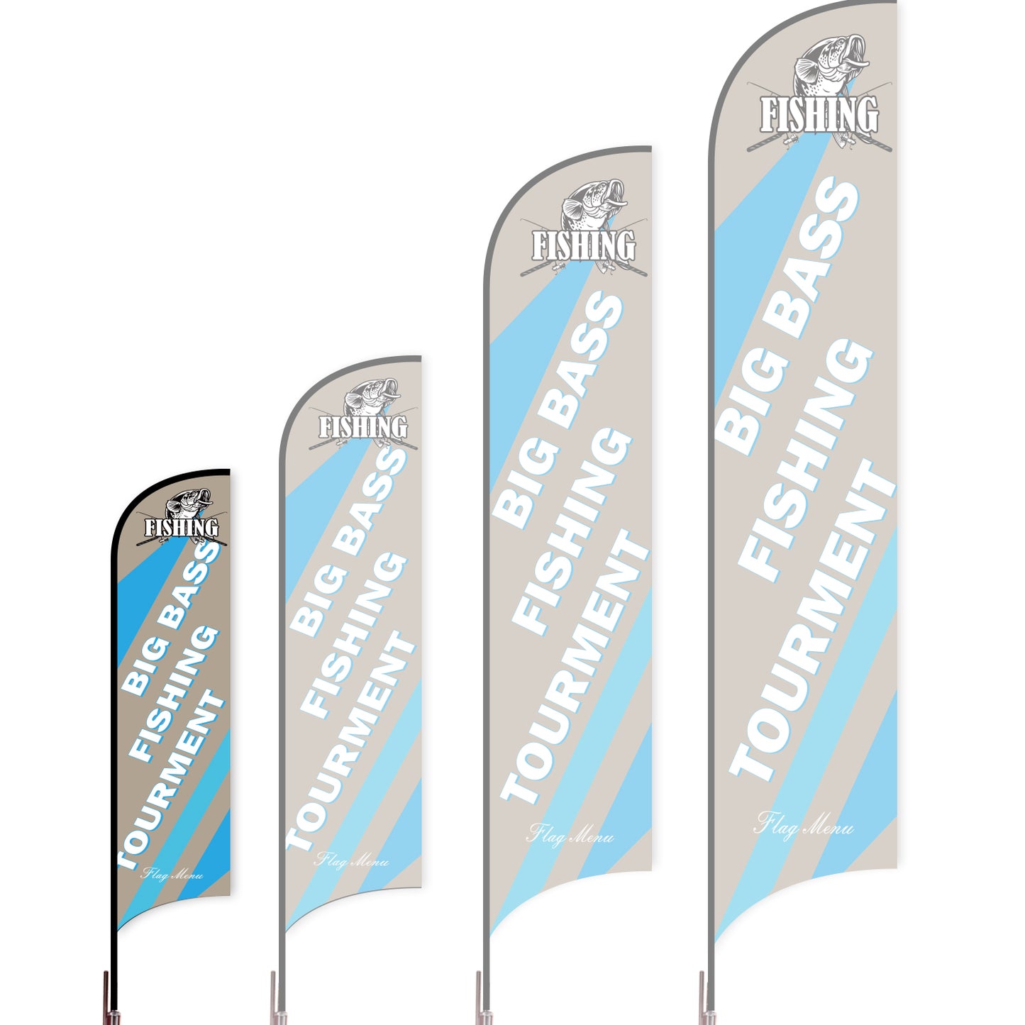 Sharkfin Flag - Doule Sided - Fishing-S-Grey-Flag Menu