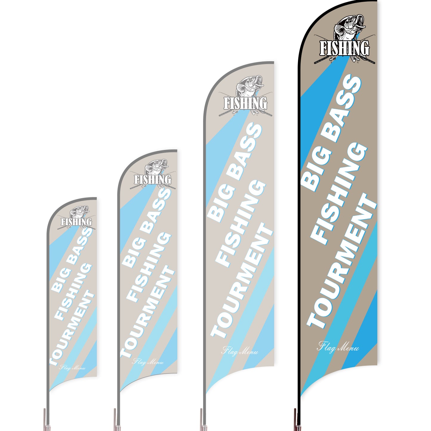 Sharkfin Flag - Doule Sided - Fishing-XL-Grey-Flag Menu
