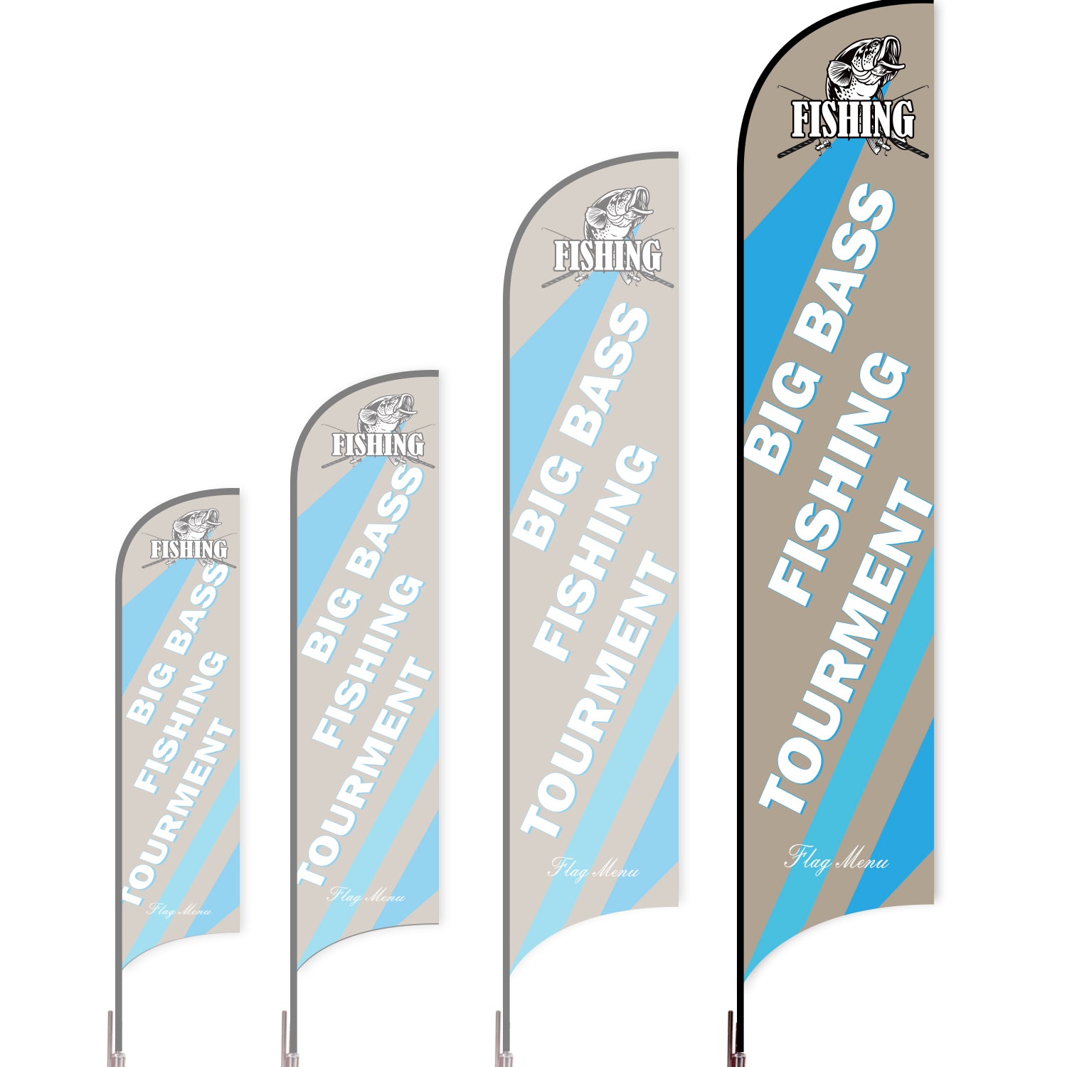Sharkfin Flag - Doule Sided - Fishing-XL-Grey-Flag Menu