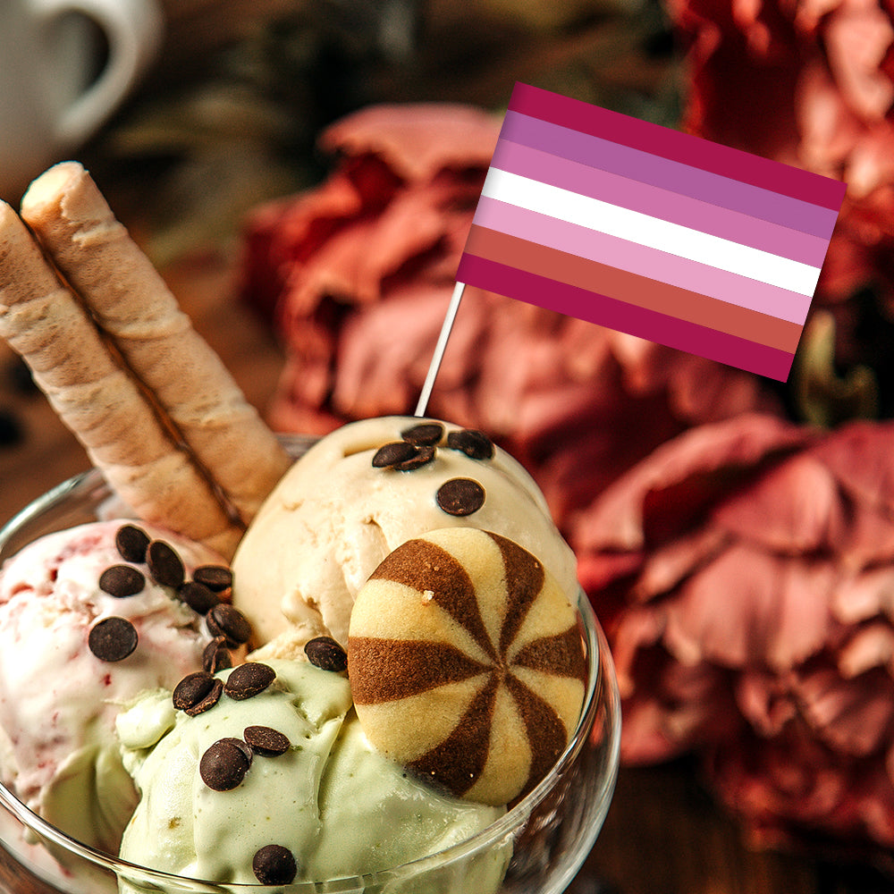 2" Editable Lesbian Mini Flag On A Stick - 1000 pcs-2"(3x5cm)-4.7 inch - (12 cm)-Lesbian-Flag Menu