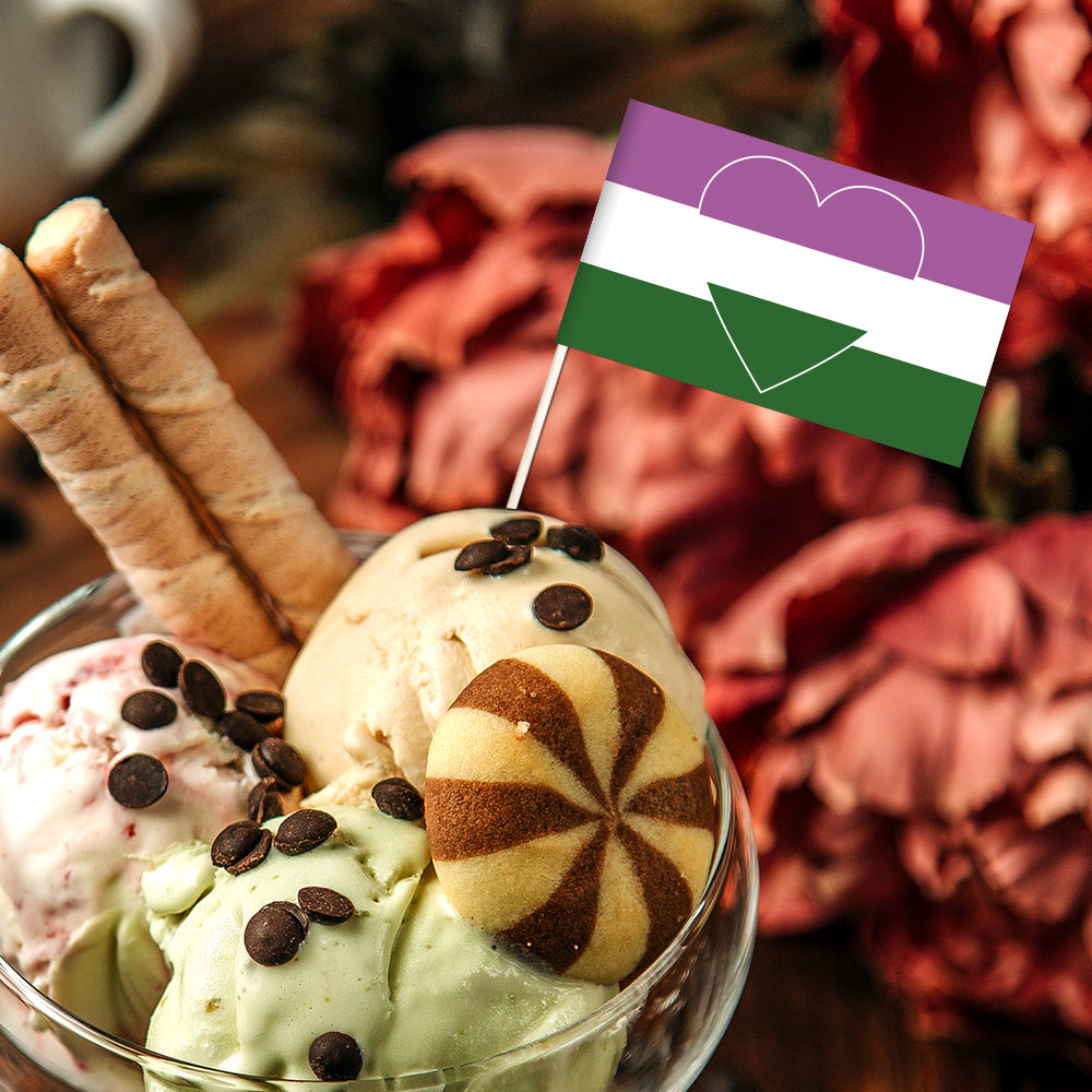 2" Editable GenderQueer Mini Flag On A Stick - 1000 pcs-2"(3x5cm)-4.7 inch - (12 cm)-DIY GenderQueer Flag - A-Flag Menu