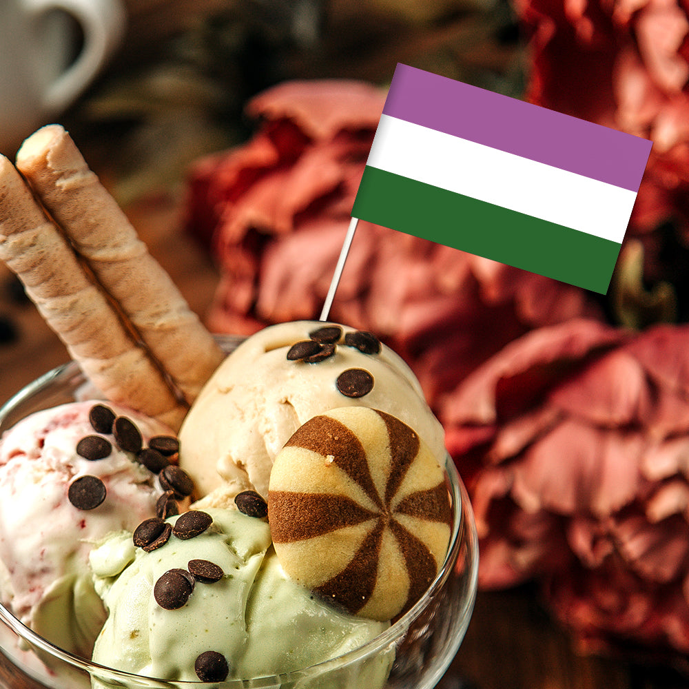 2" Editable GenderQueer Mini Flag On A Stick - 1000 pcs-2"(3x5cm)-4.7 inch - (12 cm)-GenderQueer-Flag Menu
