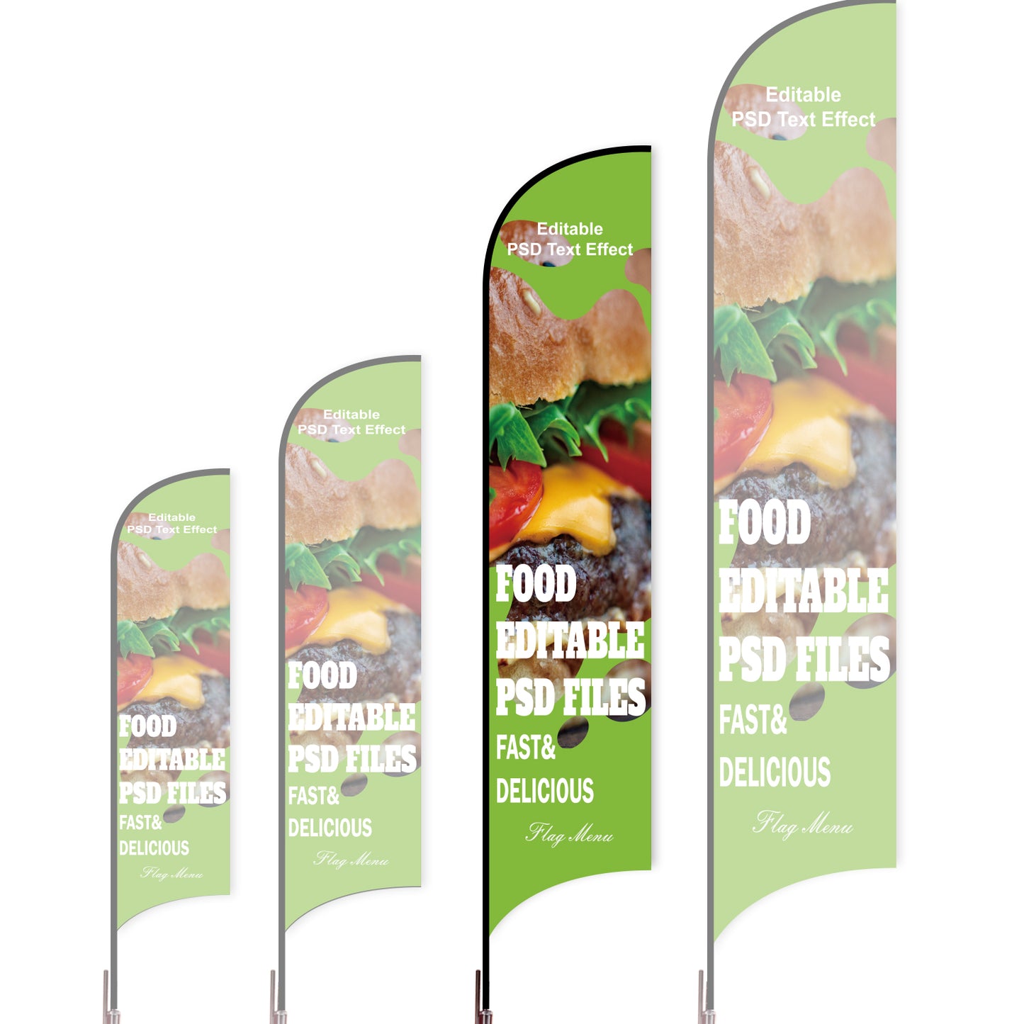 Sharkfin Flag - Doule Sided - Fastfood-L-Green A-Flag Menu