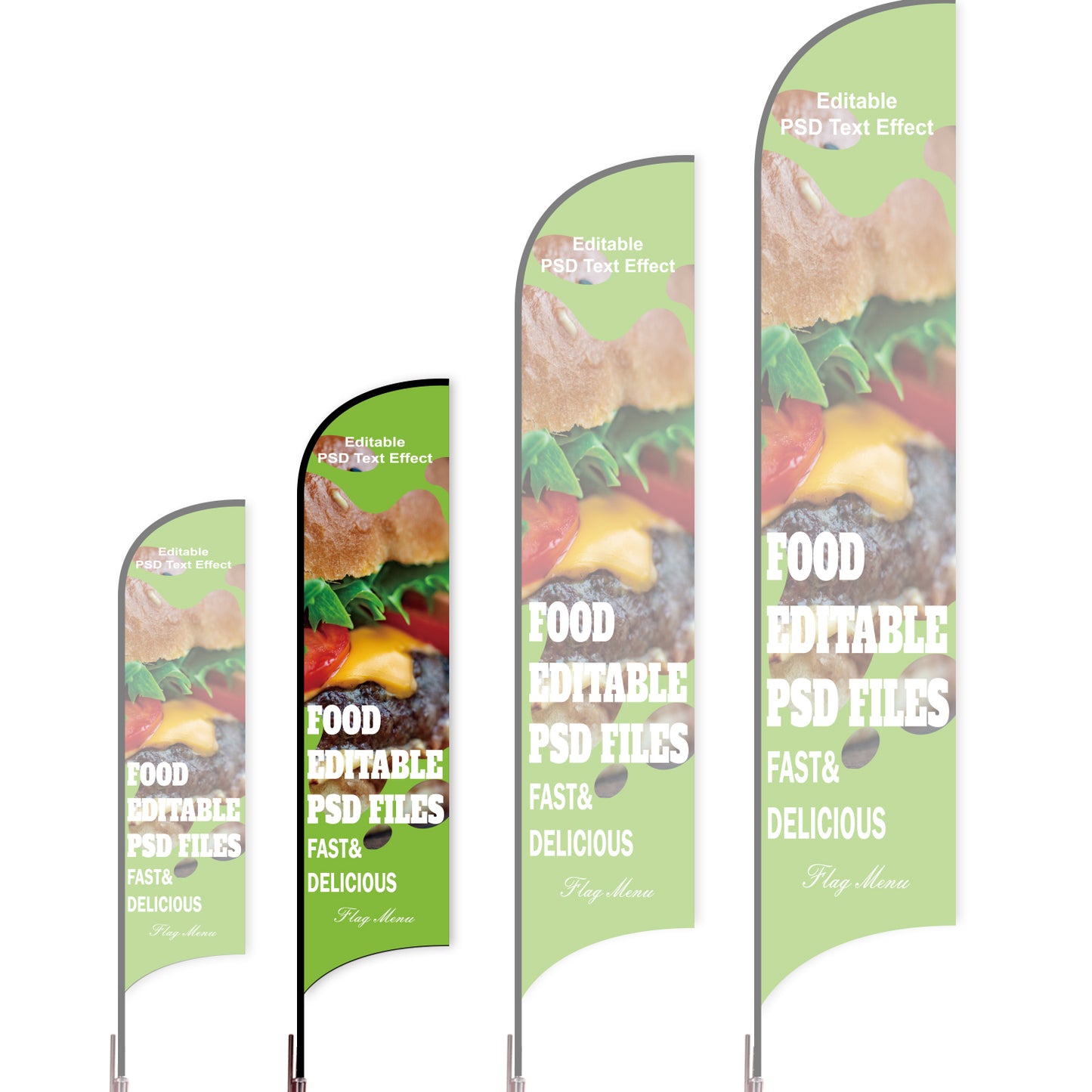 Sharkfin Flag - Doule Sided - Fastfood-M-Green A-Flag Menu