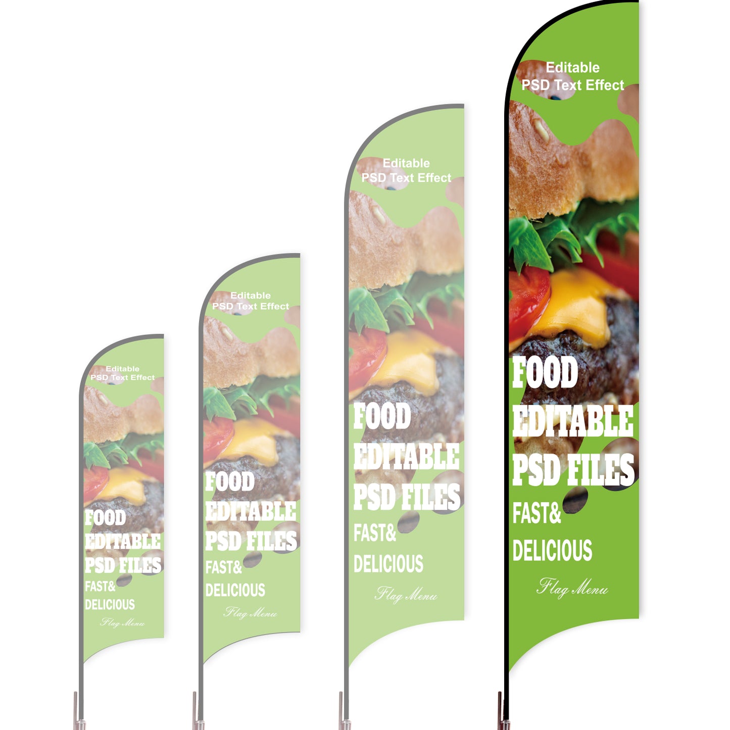 Sharkfin Flag - Doule Sided - Fastfood-XL-Green A-Flag Menu