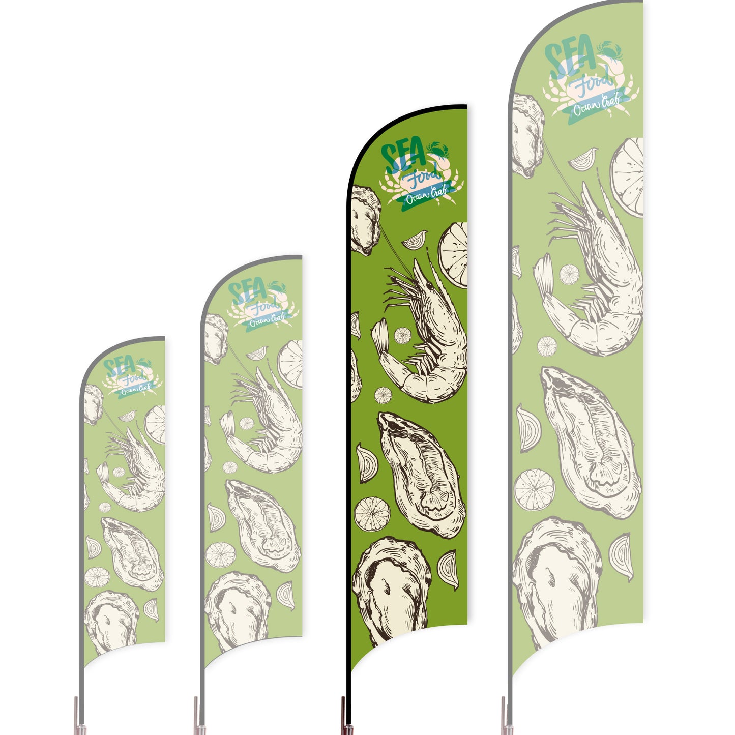 Sharkfin Flag - Doule Sided - Seafood-L(Suggestion)-Green C-Flag Menu