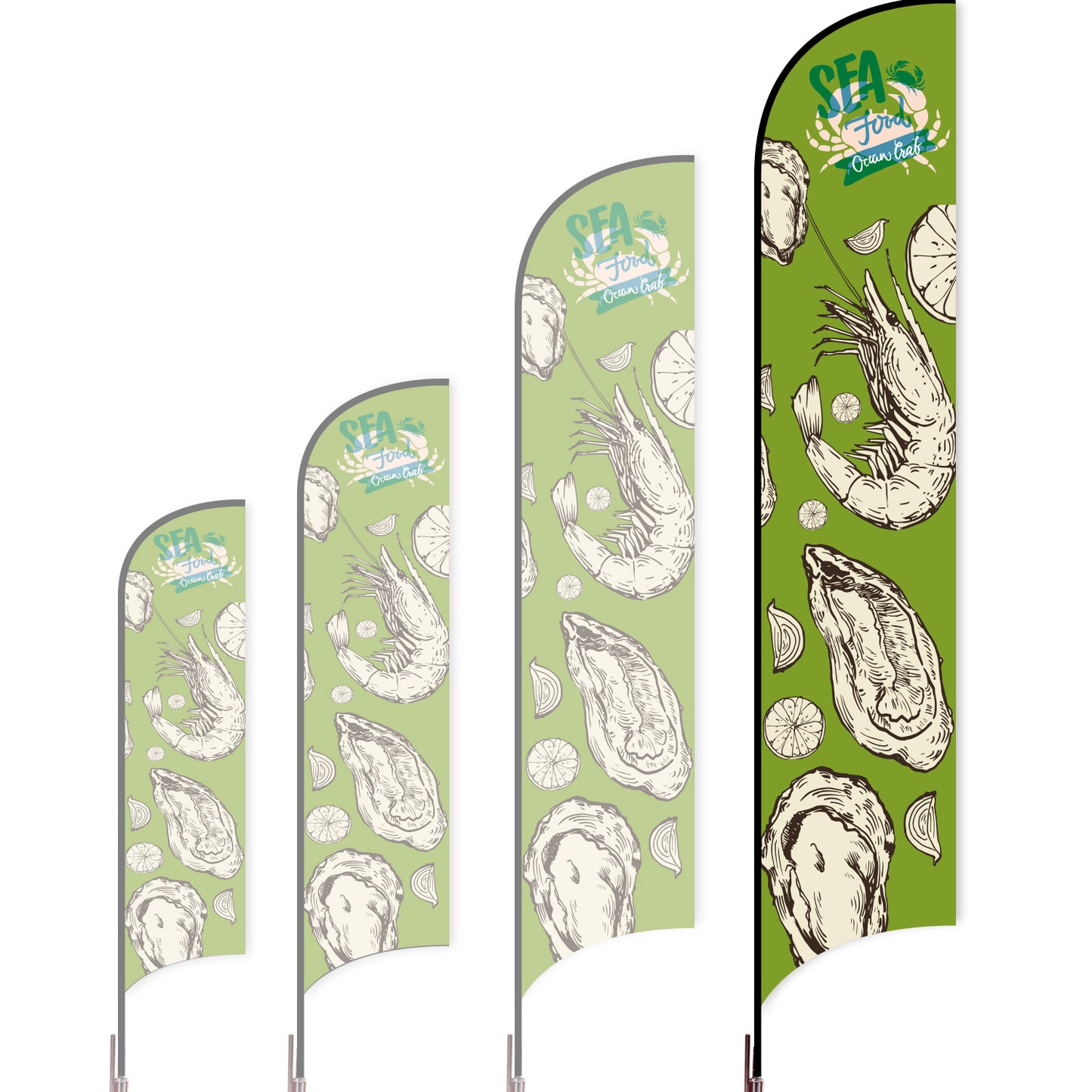 Sharkfin Flag - Doule Sided - Seafood-XL-Green C-Flag Menu