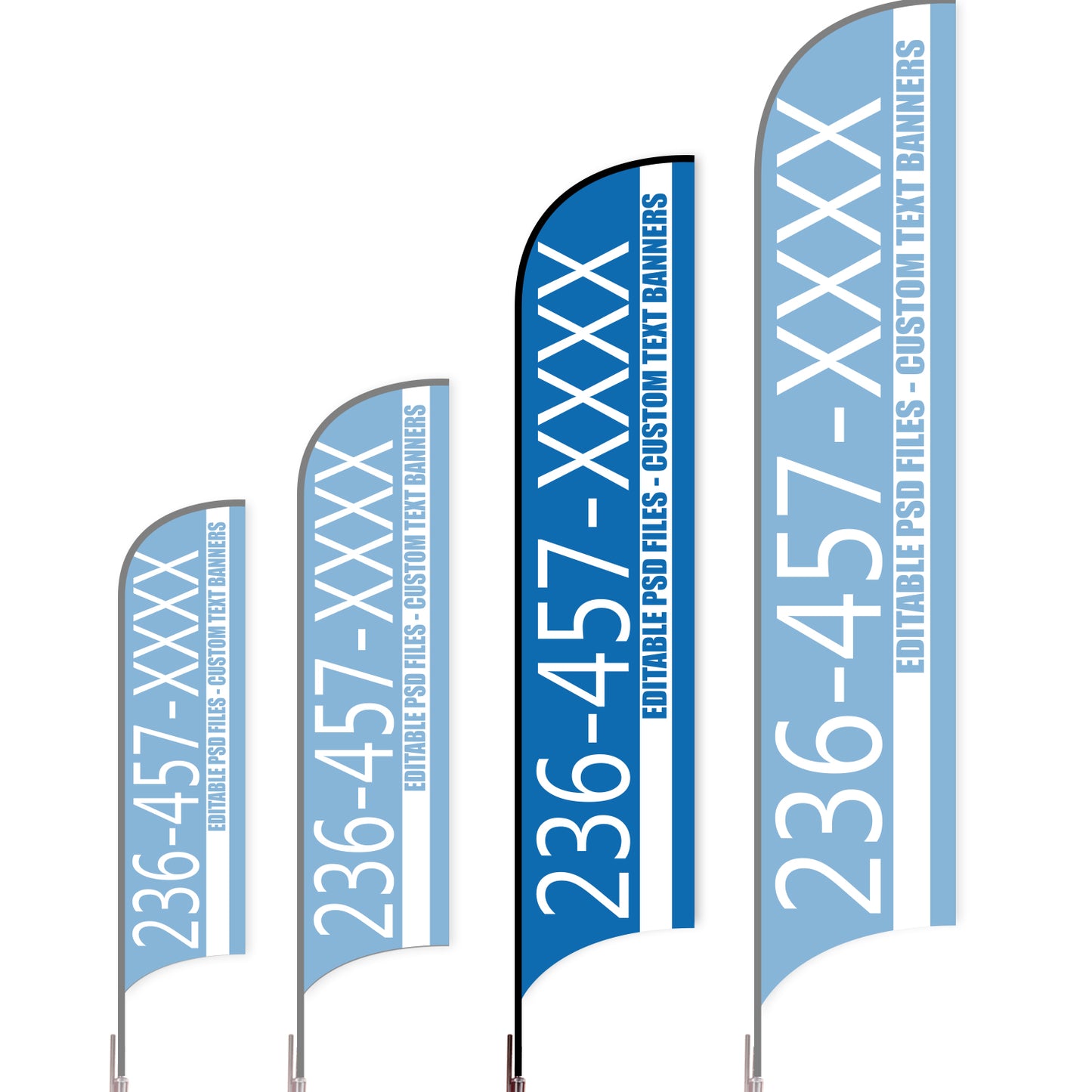 Sharkfin Flag - Doule Sided -Hot Line-L(Suggestion)-Blue B-Flag Menu