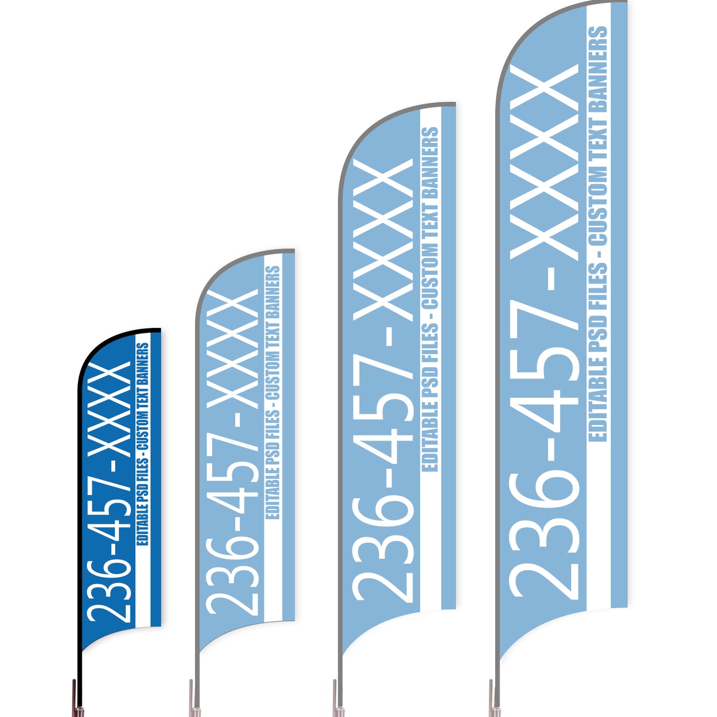 Sharkfin Flag - Doule Sided -Hot Line-S-Blue B-Flag Menu