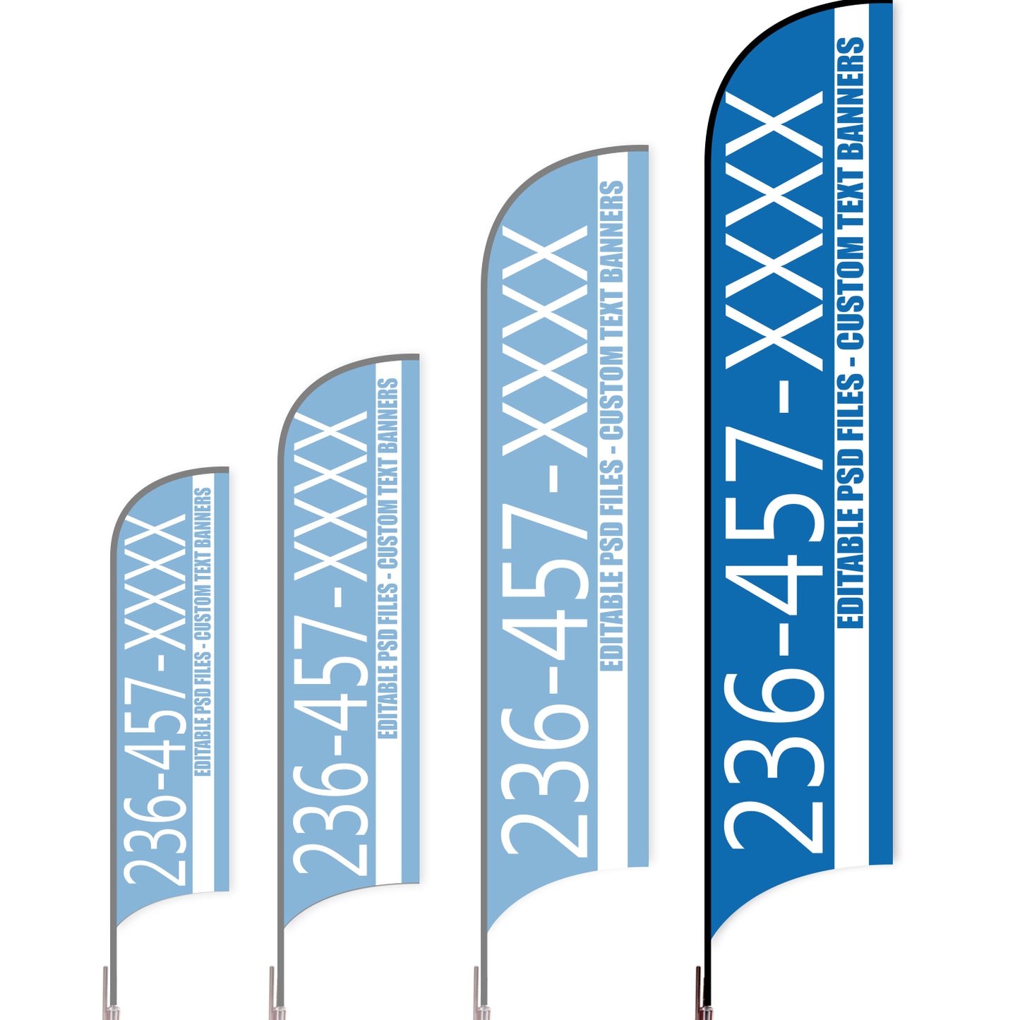 Sharkfin Flag - Doule Sided -Hot Line-XL-Blue B-Flag Menu