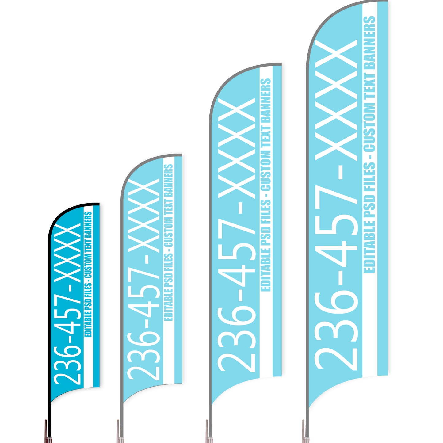 Sharkfin Flag - Doule Sided -Hot Line-S-Blue C-Flag Menu