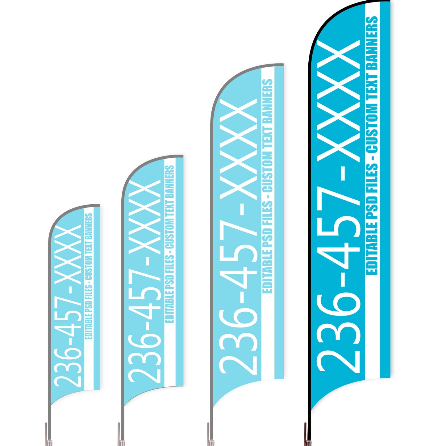 Sharkfin Flag - Doule Sided -Hot Line-XL-Blue C-Flag Menu