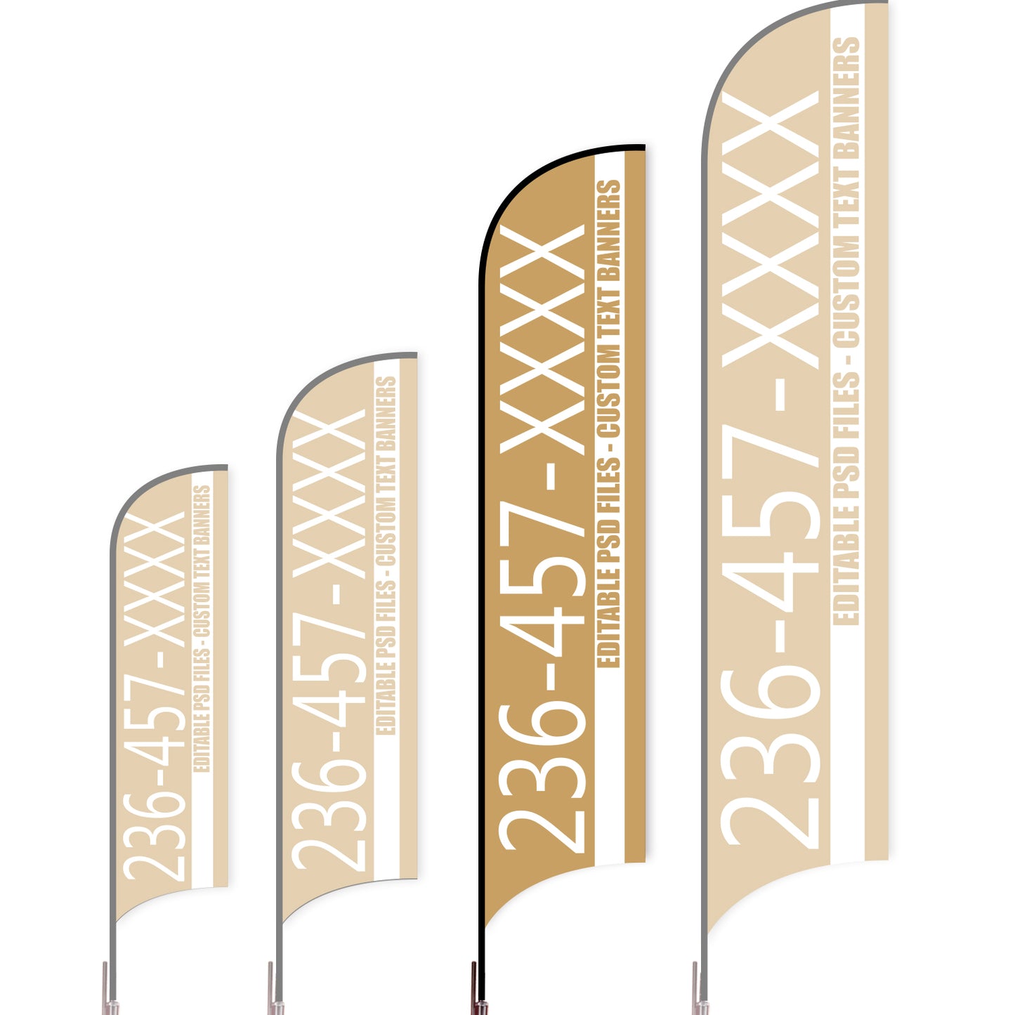 Sharkfin Flag - Doule Sided -Hot Line-L(Suggestion)-Brown-Flag Menu