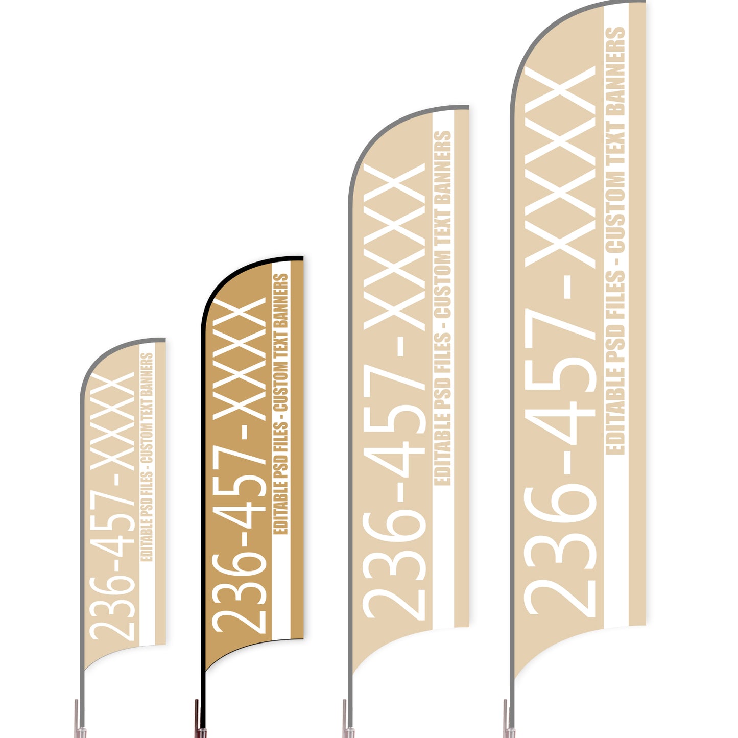 Sharkfin Flag - Doule Sided -Hot Line-M-Brown-Flag Menu