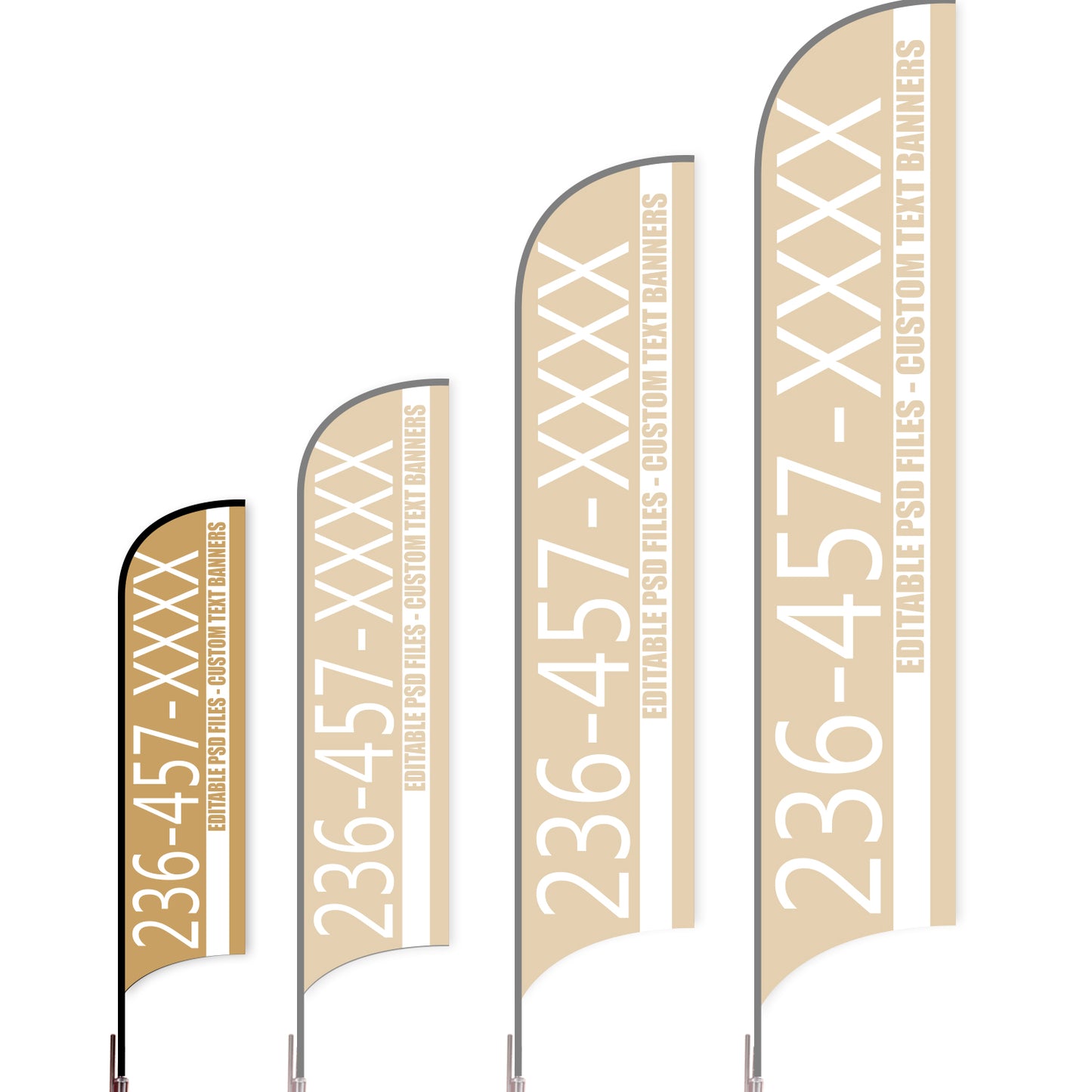 Sharkfin Flag - Doule Sided -Hot Line-S-Brown-Flag Menu