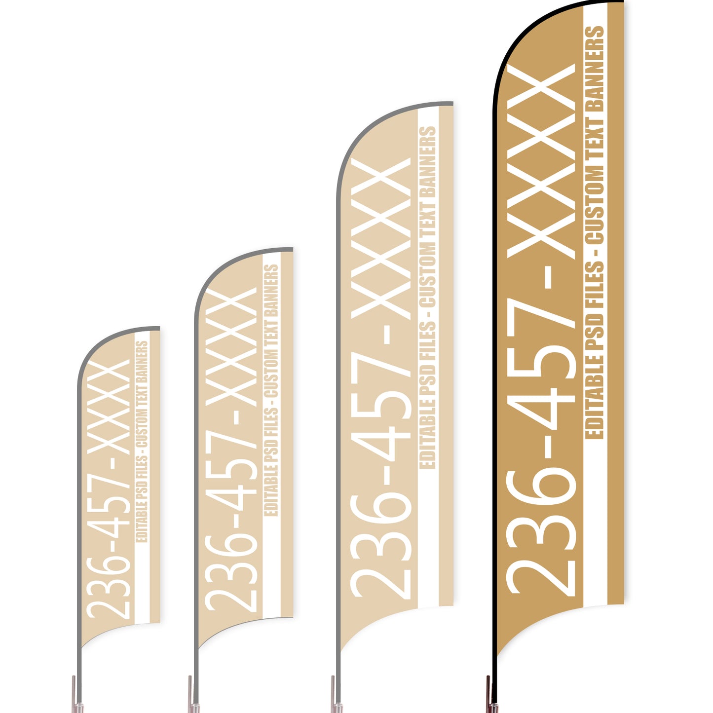 Sharkfin Flag - Doule Sided -Hot Line-XL-Brown-Flag Menu