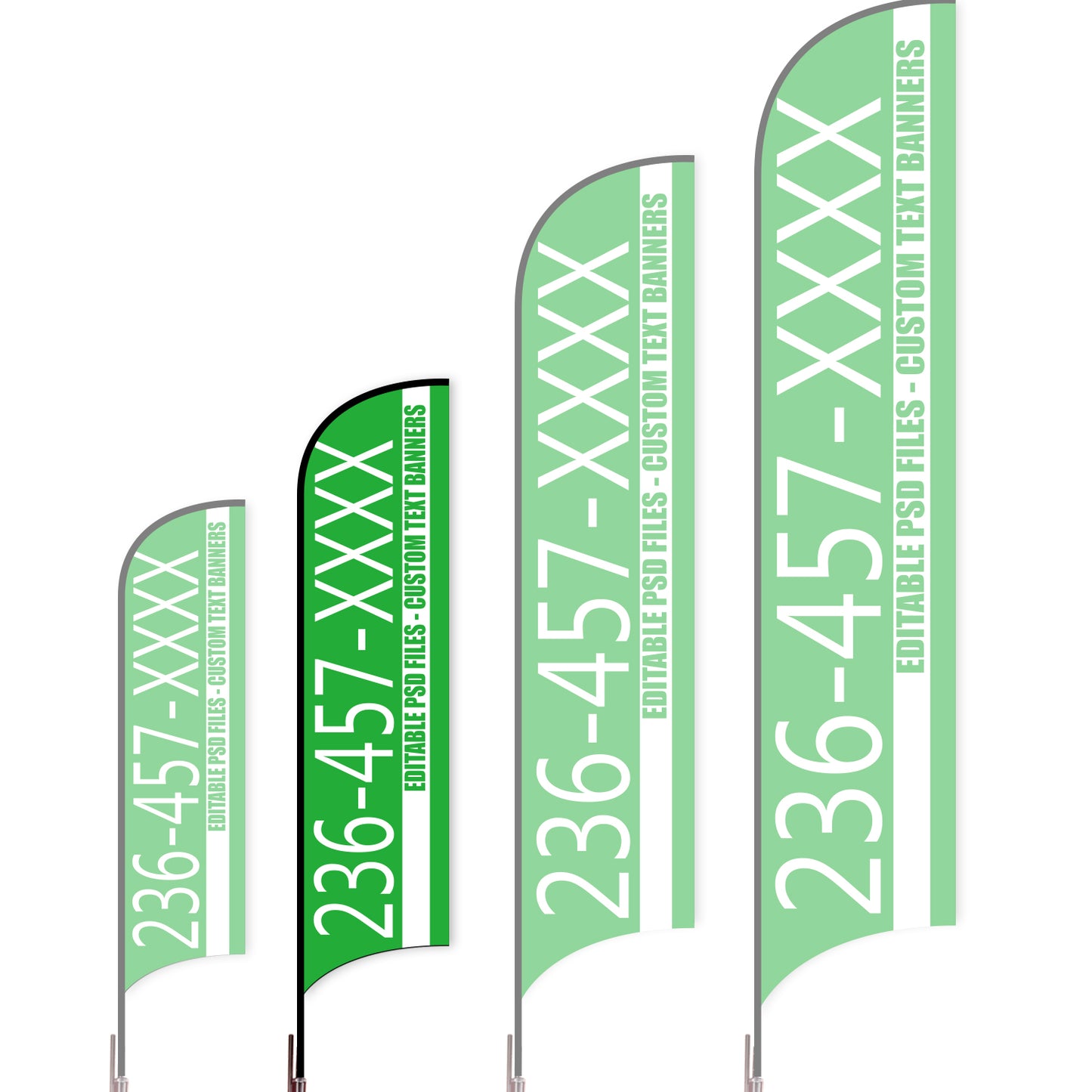 Sharkfin Flag - Doule Sided -Hot Line-M-Green A-Flag Menu