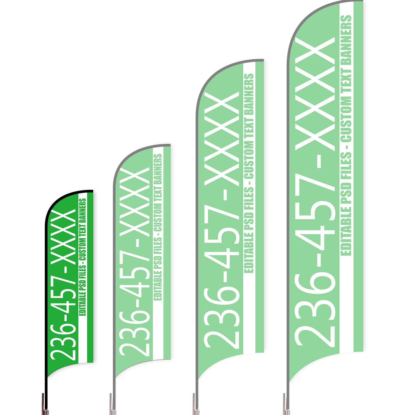 Sharkfin Flag - Doule Sided -Hot Line-S-Green A-Flag Menu