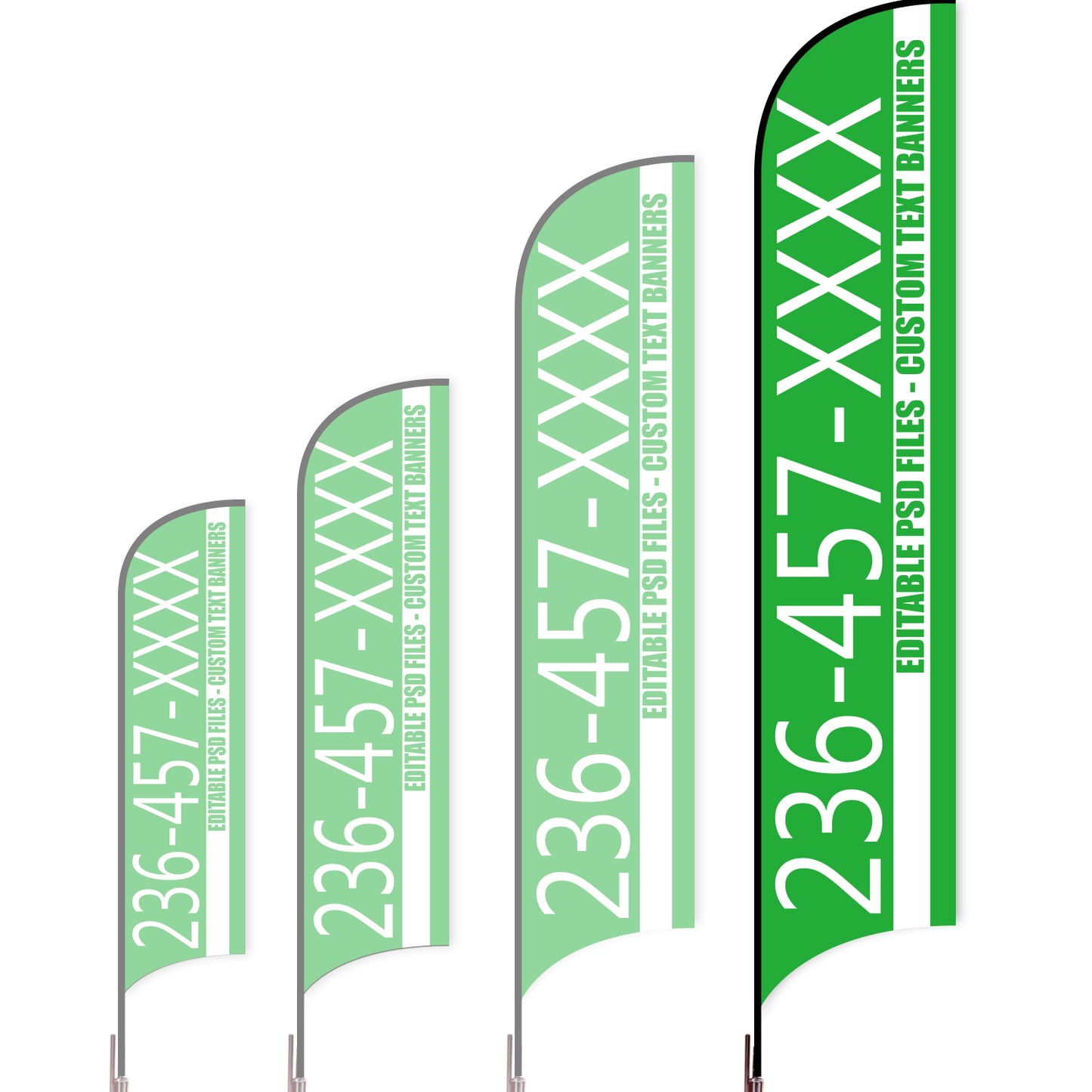 Sharkfin Flag - Doule Sided -Hot Line-XL-Green A-Flag Menu