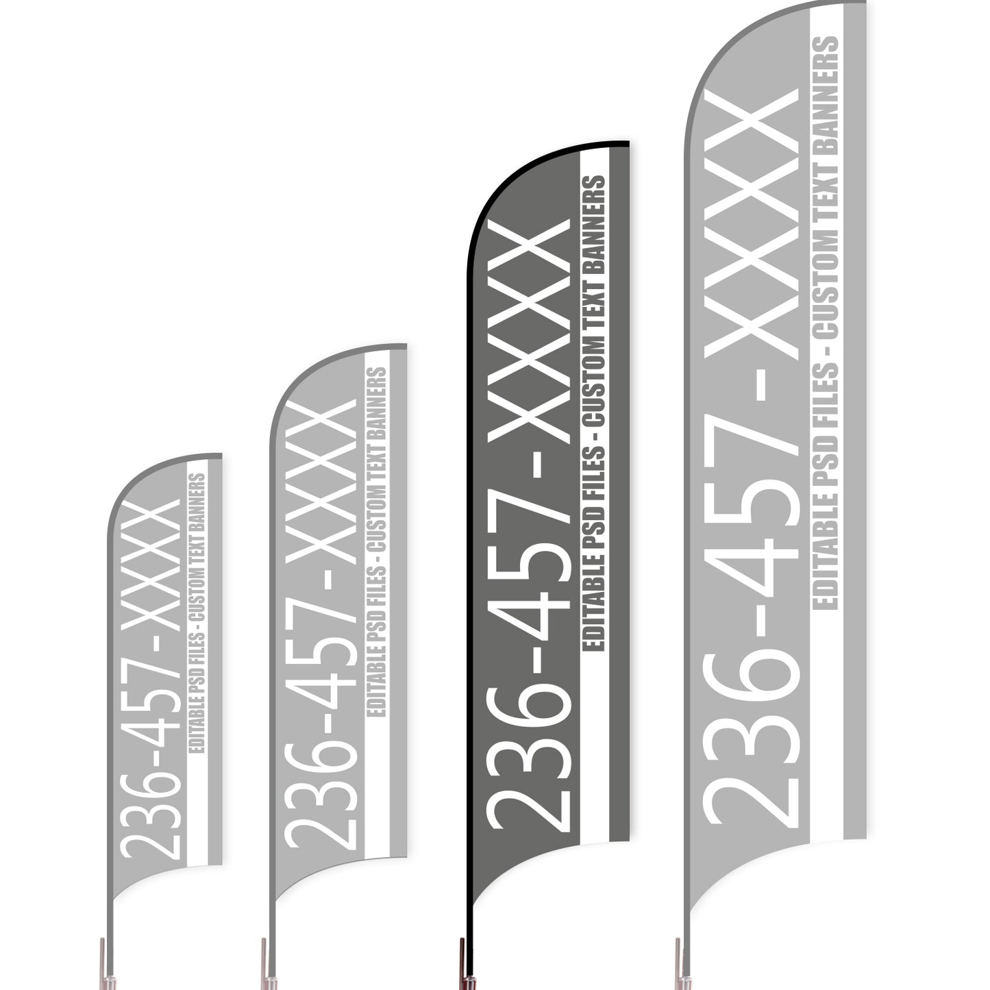 Sharkfin Flag - Doule Sided -Hot Line-L(Suggestion)-Grey-Flag Menu