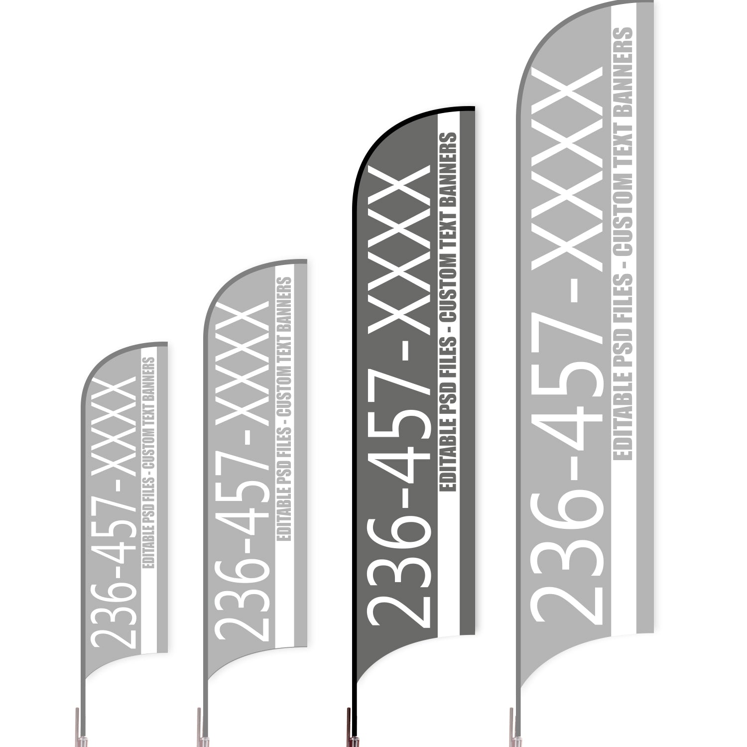 Sharkfin Flag - Doule Sided -Hot Line-L(Suggestion)-Grey-Flag Menu