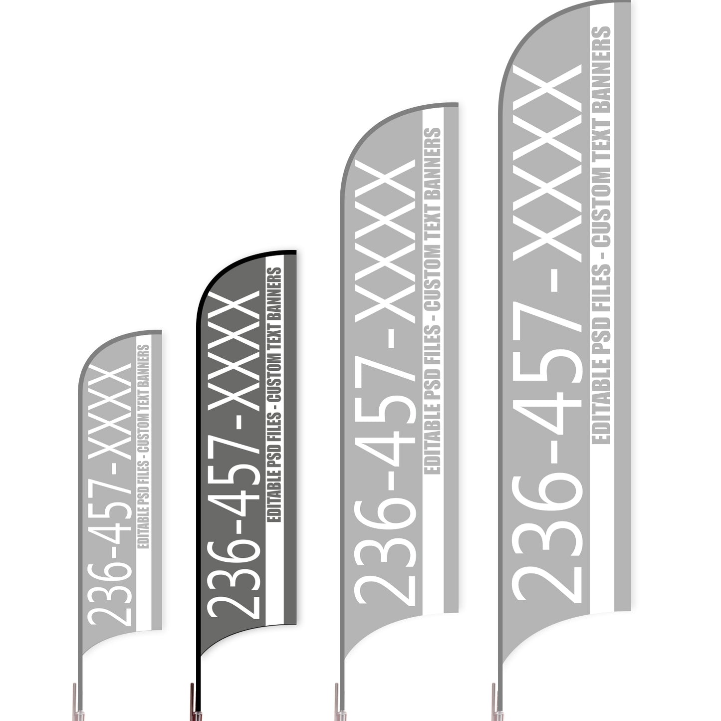 Sharkfin Flag - Doule Sided -Hot Line-M-Grey-Flag Menu